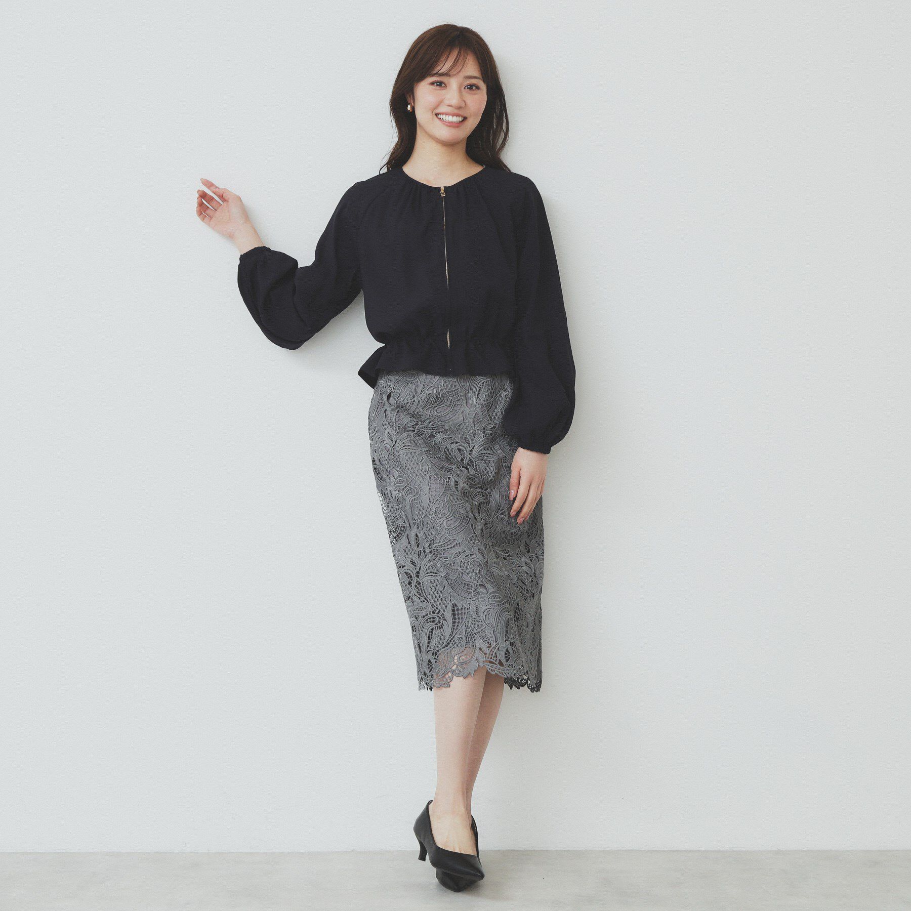 index「ノーカラーペプラムブルゾン【洗濯機洗い可】」|ブルゾン・スタジャン|