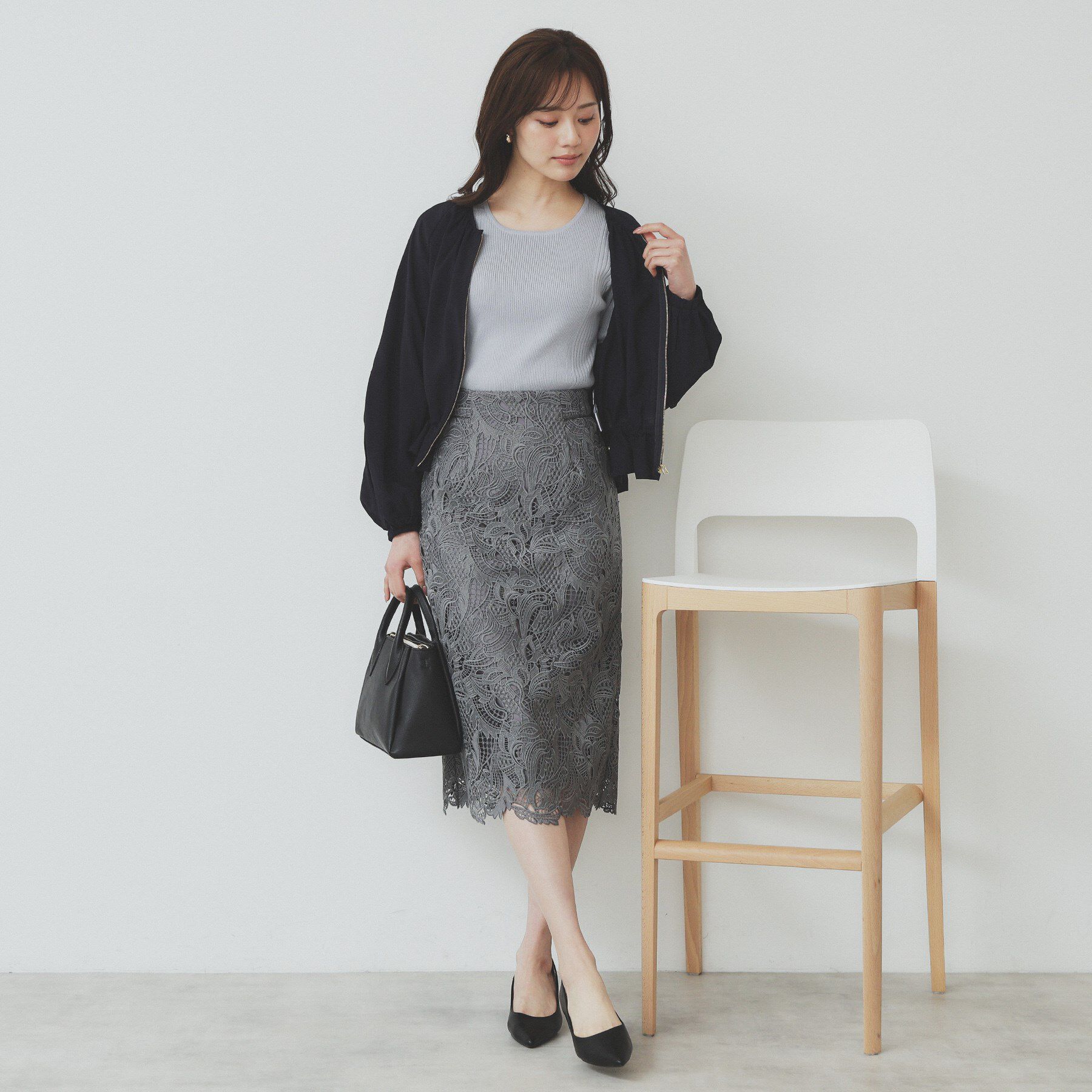 index「ノーカラーペプラムブルゾン【洗濯機洗い可】」|ブルゾン・スタジャン|