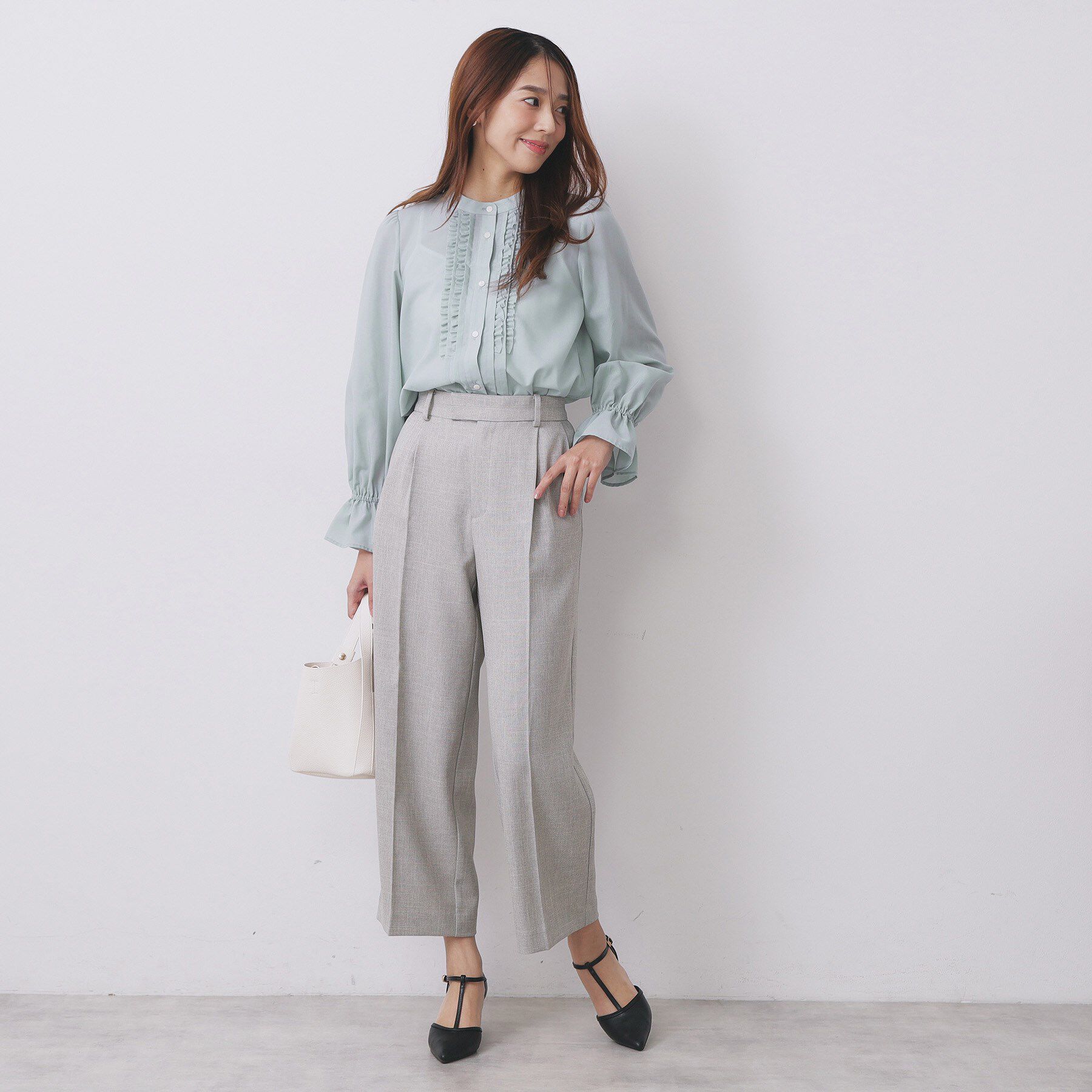 index「タックフリルバンドカラーブラウス【洗濯機OK/イージーアイロン】」|シャツ・ブラウス|