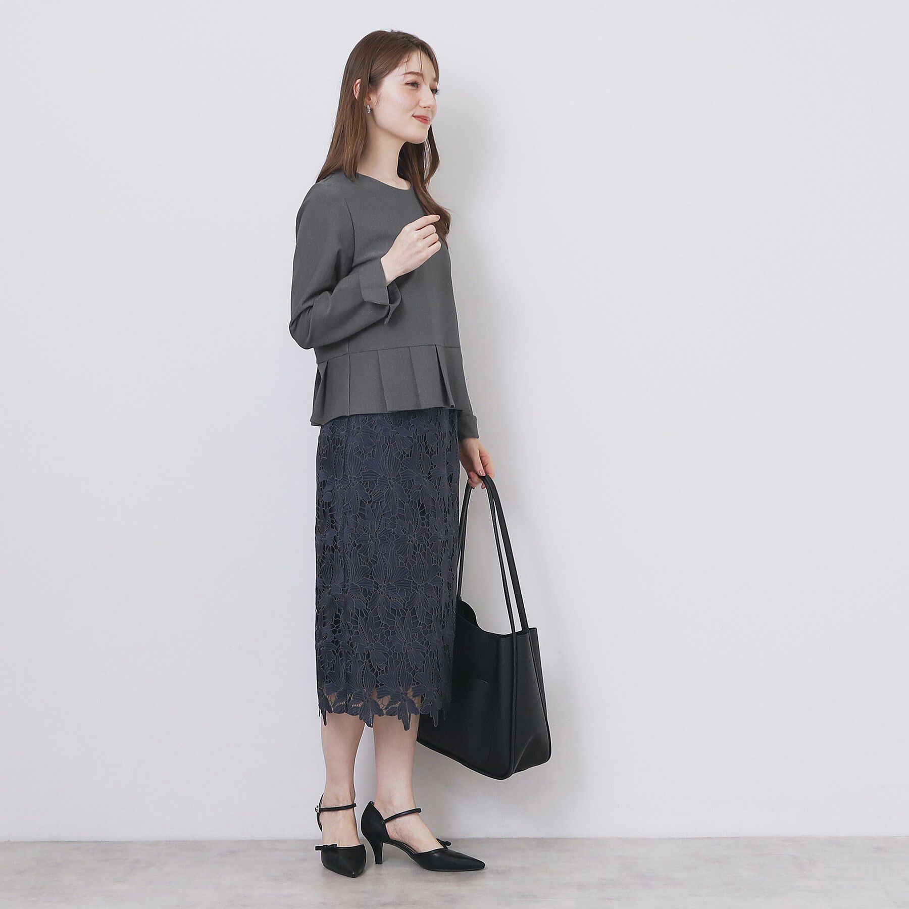 index「ストレッチペプラムラメトップス【洗濯機OK/防シワ/抗ピル】《S～3L》」|Tシャツ・カットソー|