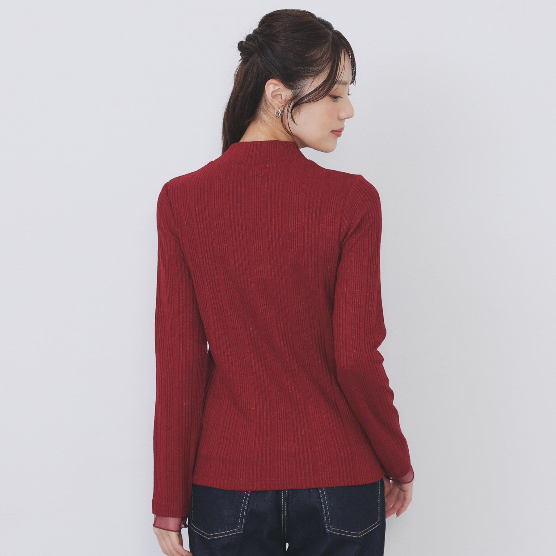 index「ランダムリブハイネックトップス【洗濯機OK/吸湿発熱】」|Tシャツ・カットソー|