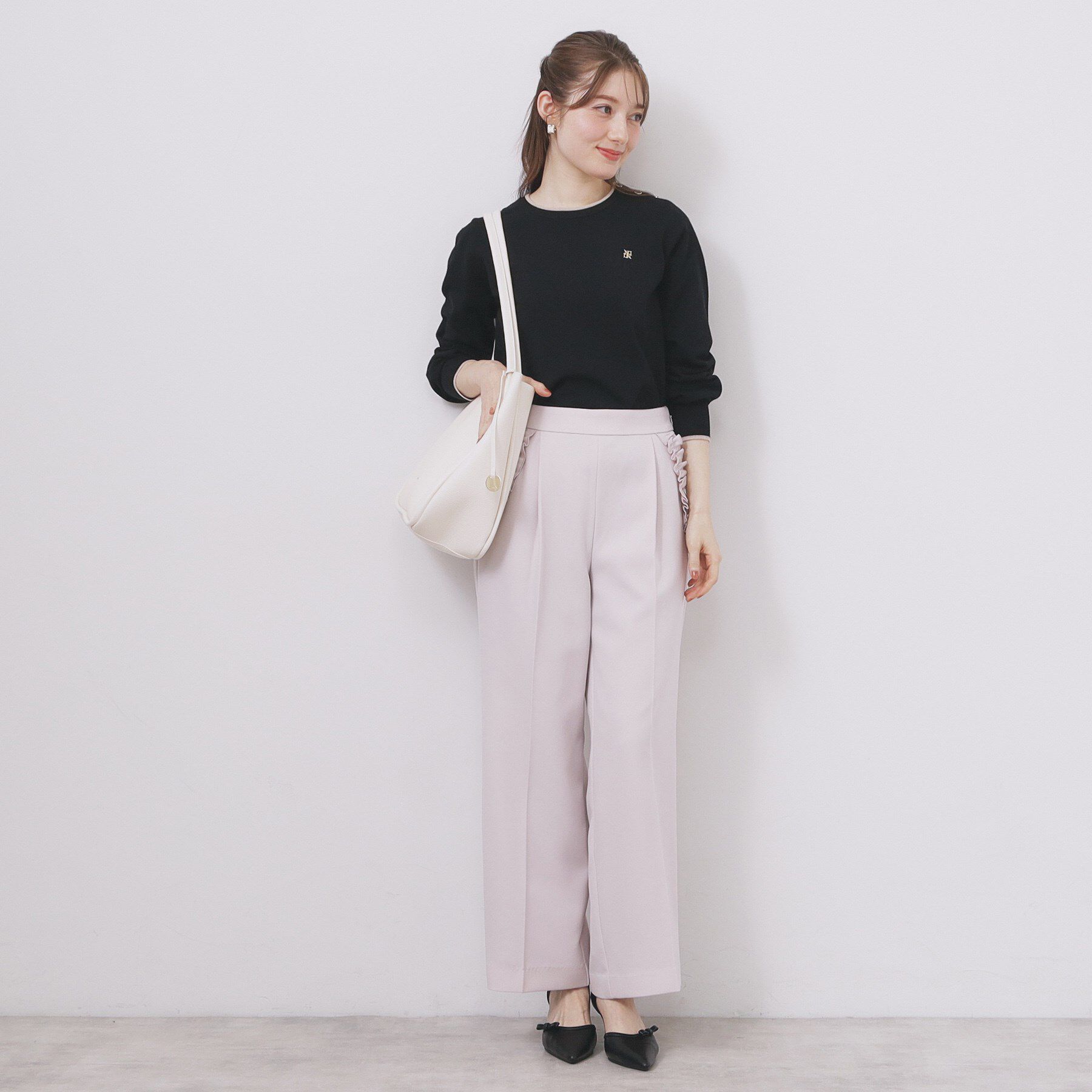 index「ゴールドパーツ付きバイカラークルーネックニット【洗濯機OK】」|ニット・セーター|