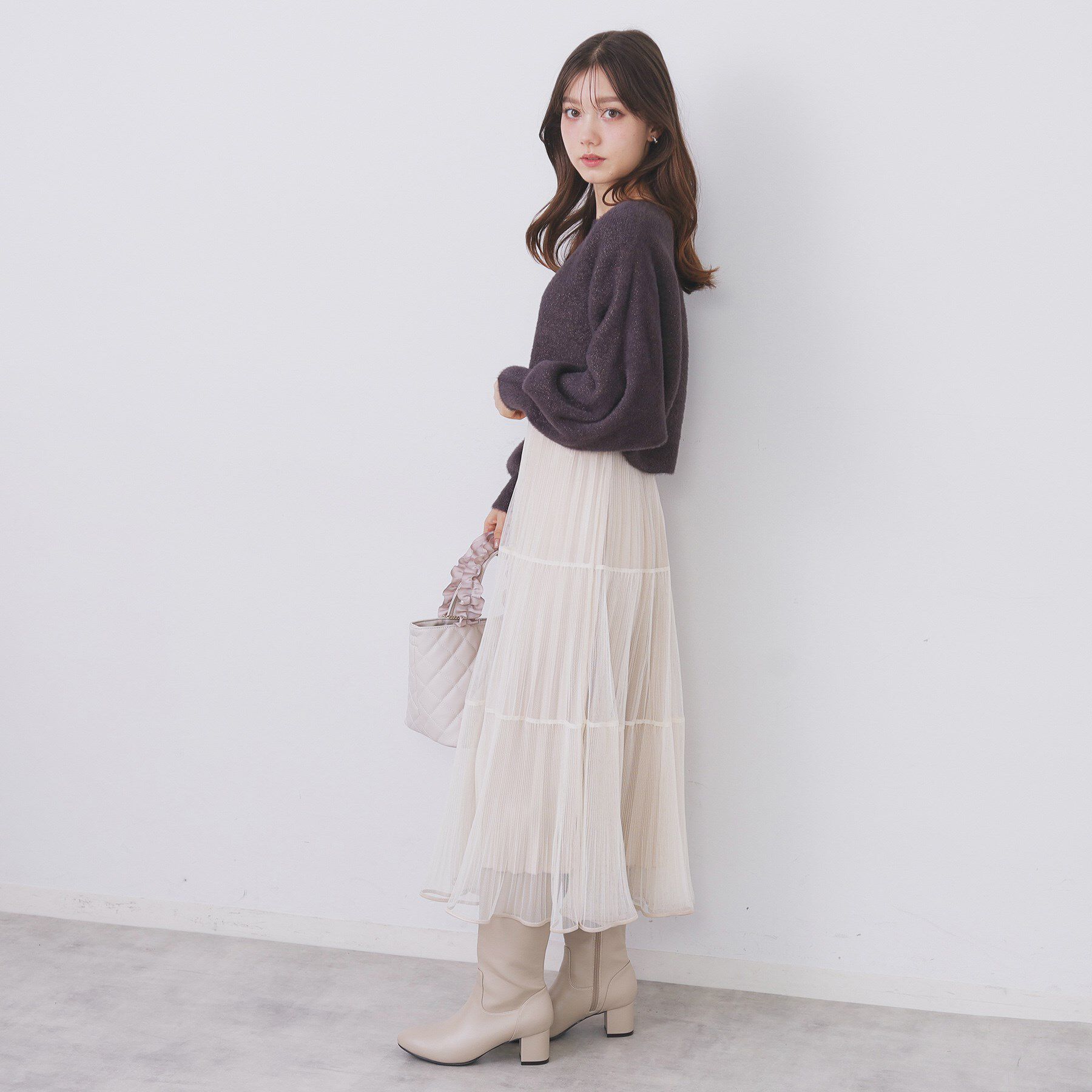 index「ラメフェザープルオーバーセット ニットワンピース【洗濯機OK】《XS～LL》」|スーツ|