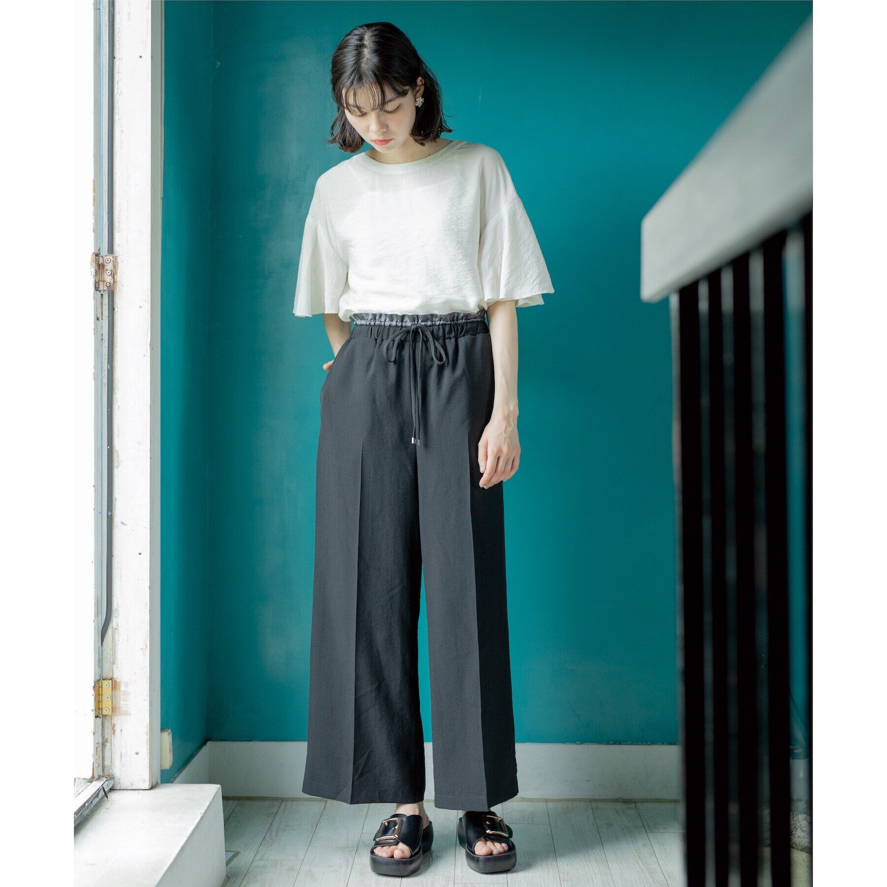 OPAQUE.CLIP「ウエストサテン使いイージーワイドパンツ【洗濯機洗い可】」|その他|