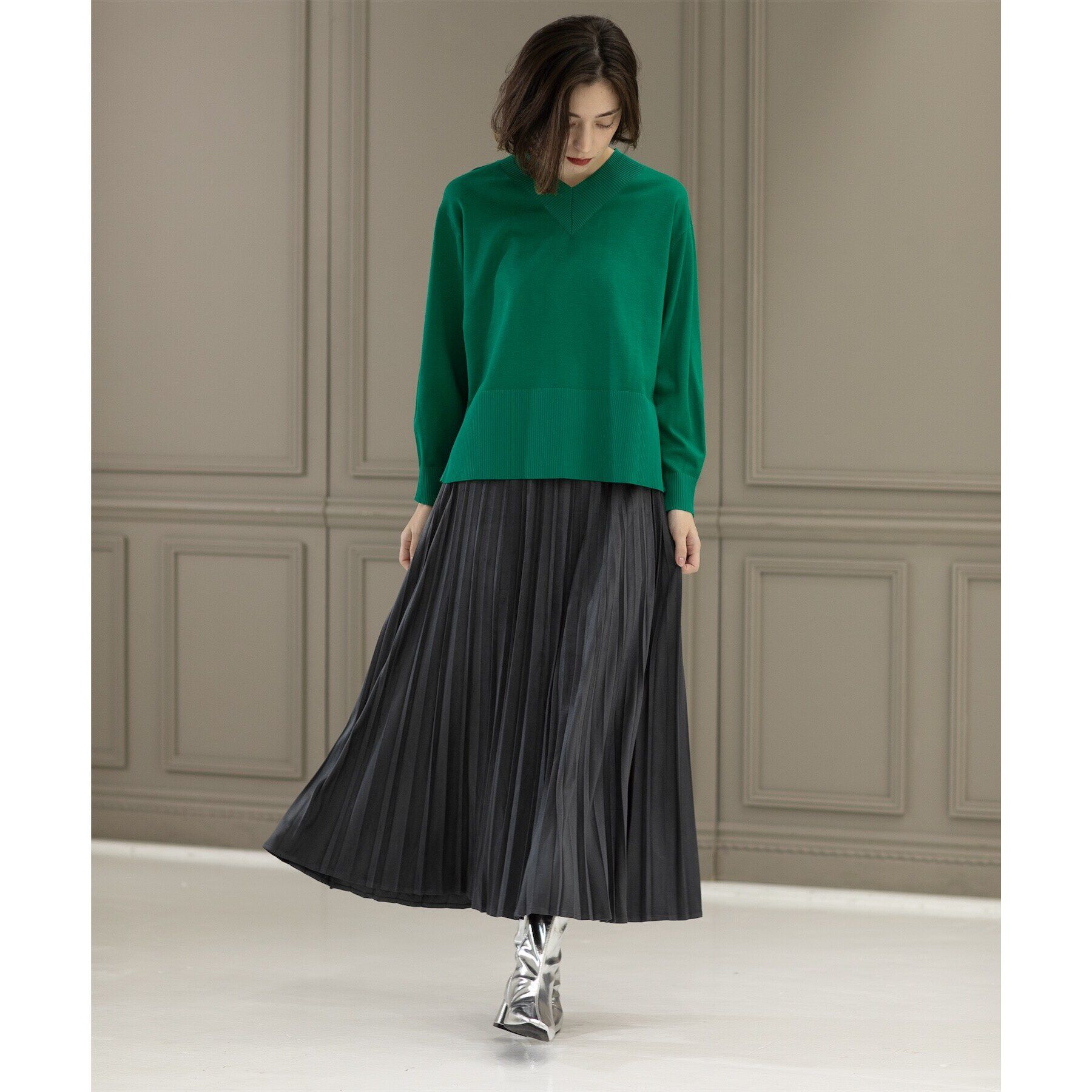 OPAQUE.CLIP「《5color/S-LLsize》フェイクスウェードイージープリーツスカート【洗濯機洗い可】」|スカート|