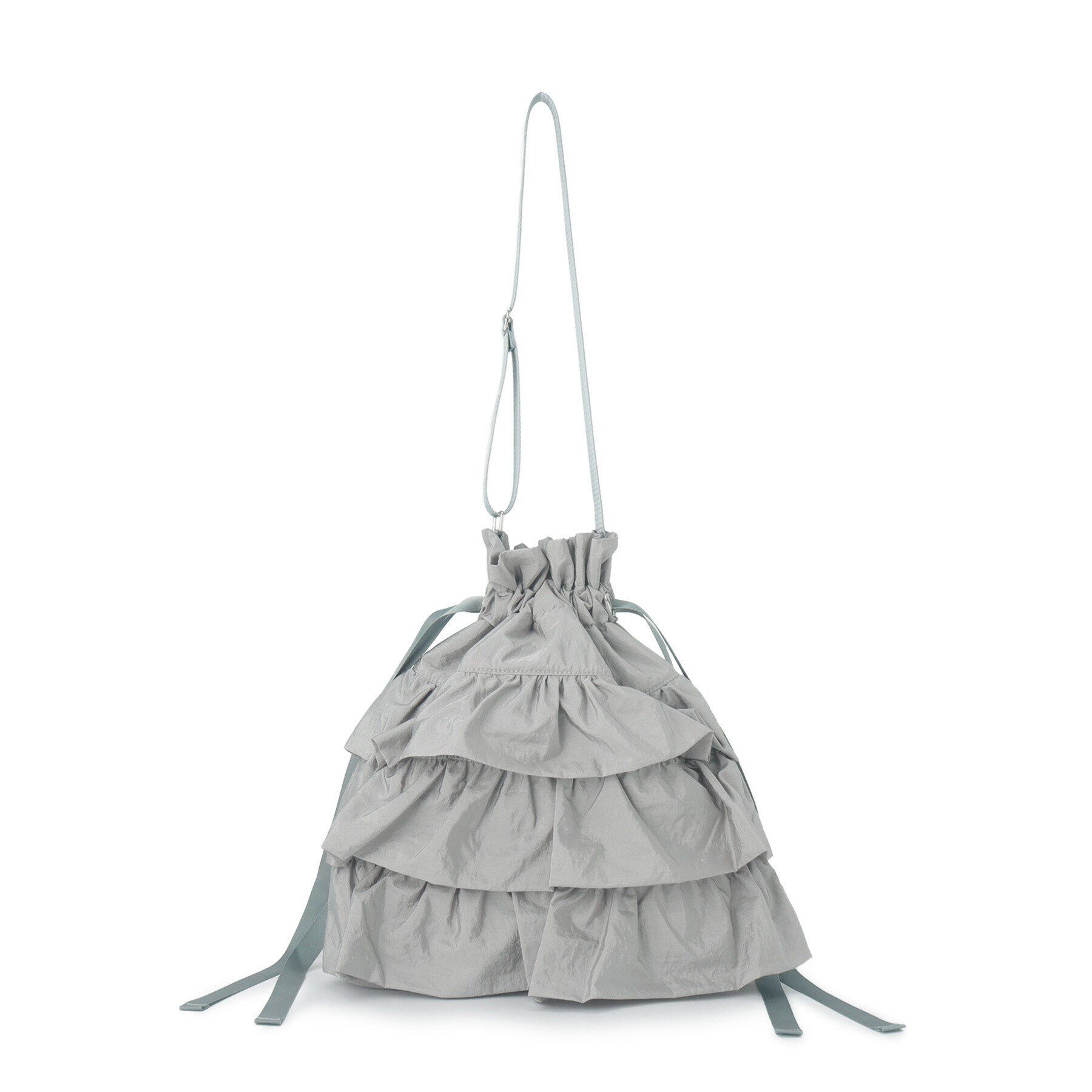 OPAQUE.CLIP「【2WAY／A4サイズ対応】ドロストリボンフリルティアードショルダーバッグ」|ショルダー・メッセンジャー|グレー(012)