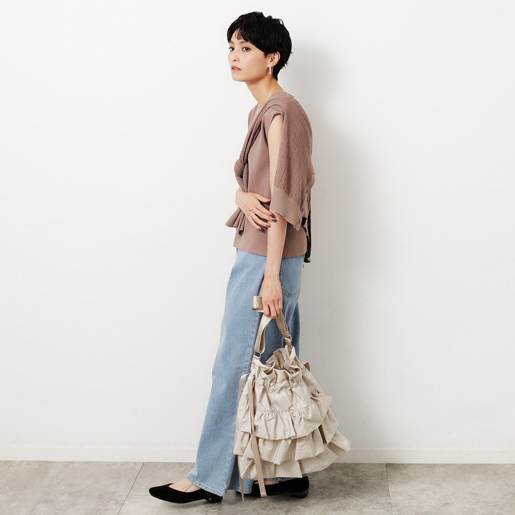 OPAQUE.CLIP「【2WAY／A4サイズ対応】ドロストリボンフリルティアードショルダーバッグ」|ショルダー・メッセンジャー|