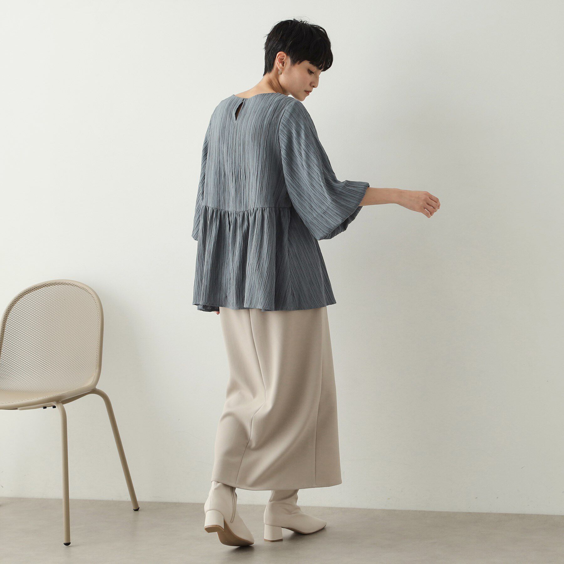 OPAQUE.CLIP「ジャカードペプラムブラウス【洗濯機洗い可】」|シャツ・ブラウス|