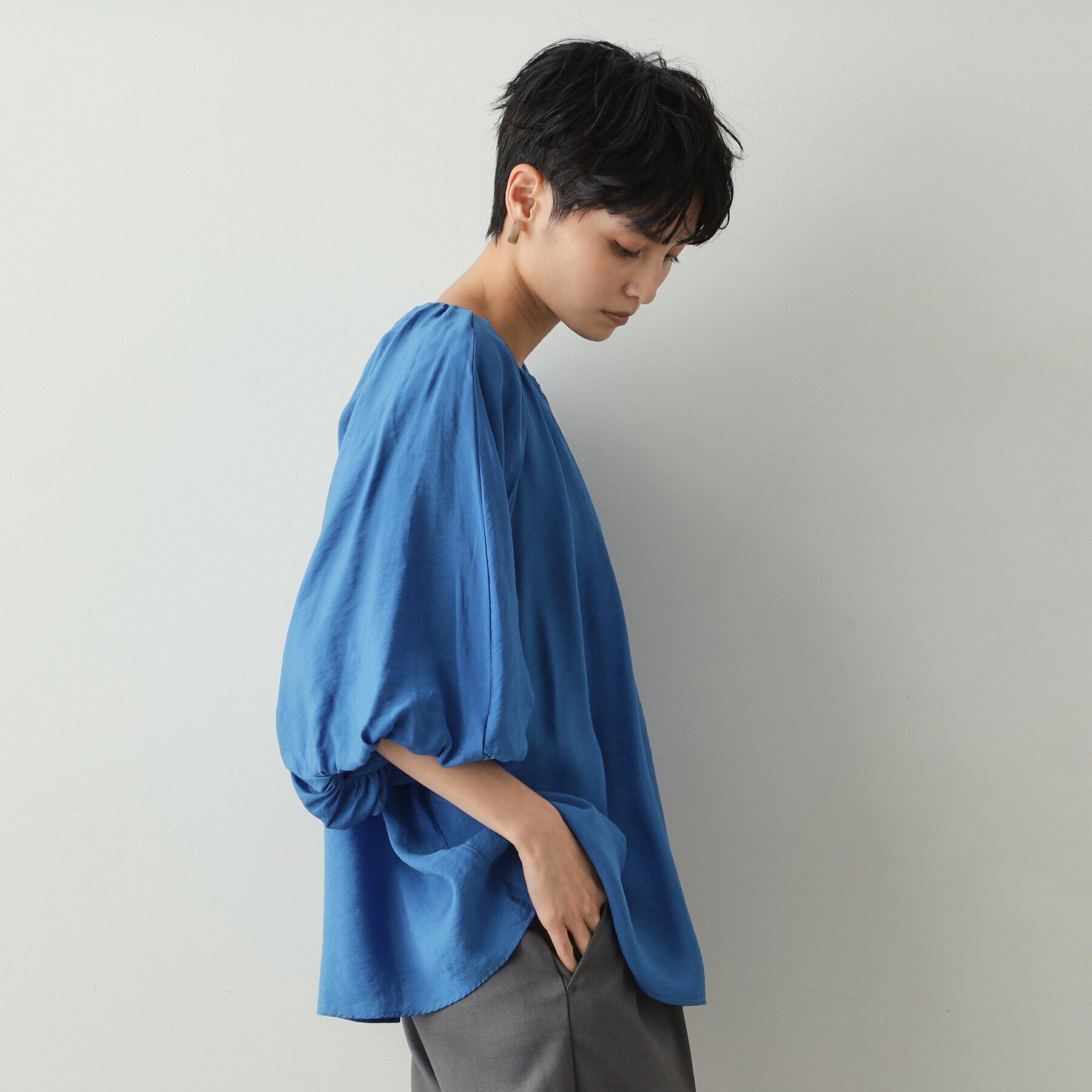 OPAQUE.CLIP「バルーンスリーブギャザーブラウス【洗濯機洗い可】」|シャツ・ブラウス|