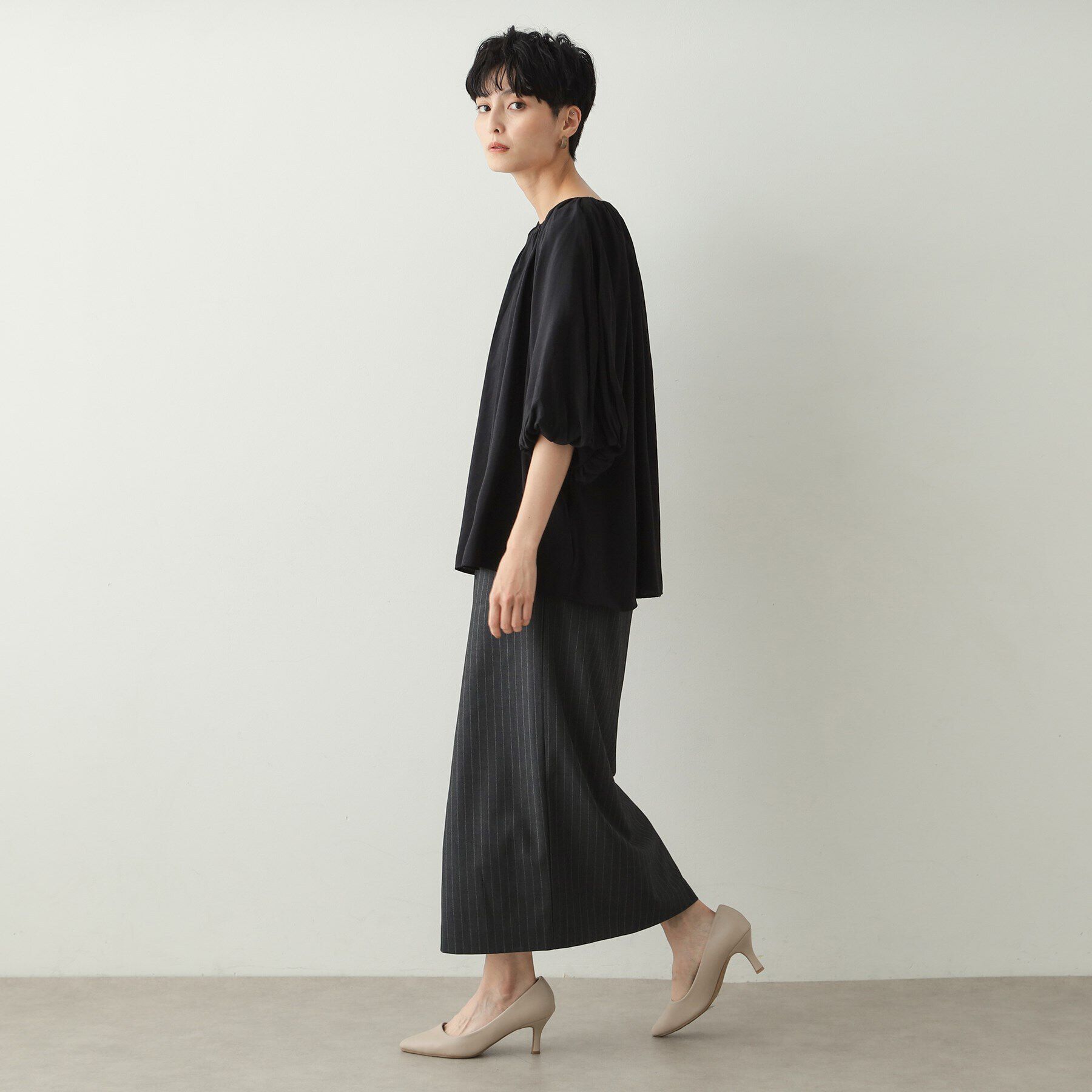 OPAQUE.CLIP「バルーンスリーブギャザーブラウス【洗濯機洗い可】」|シャツ・ブラウス|