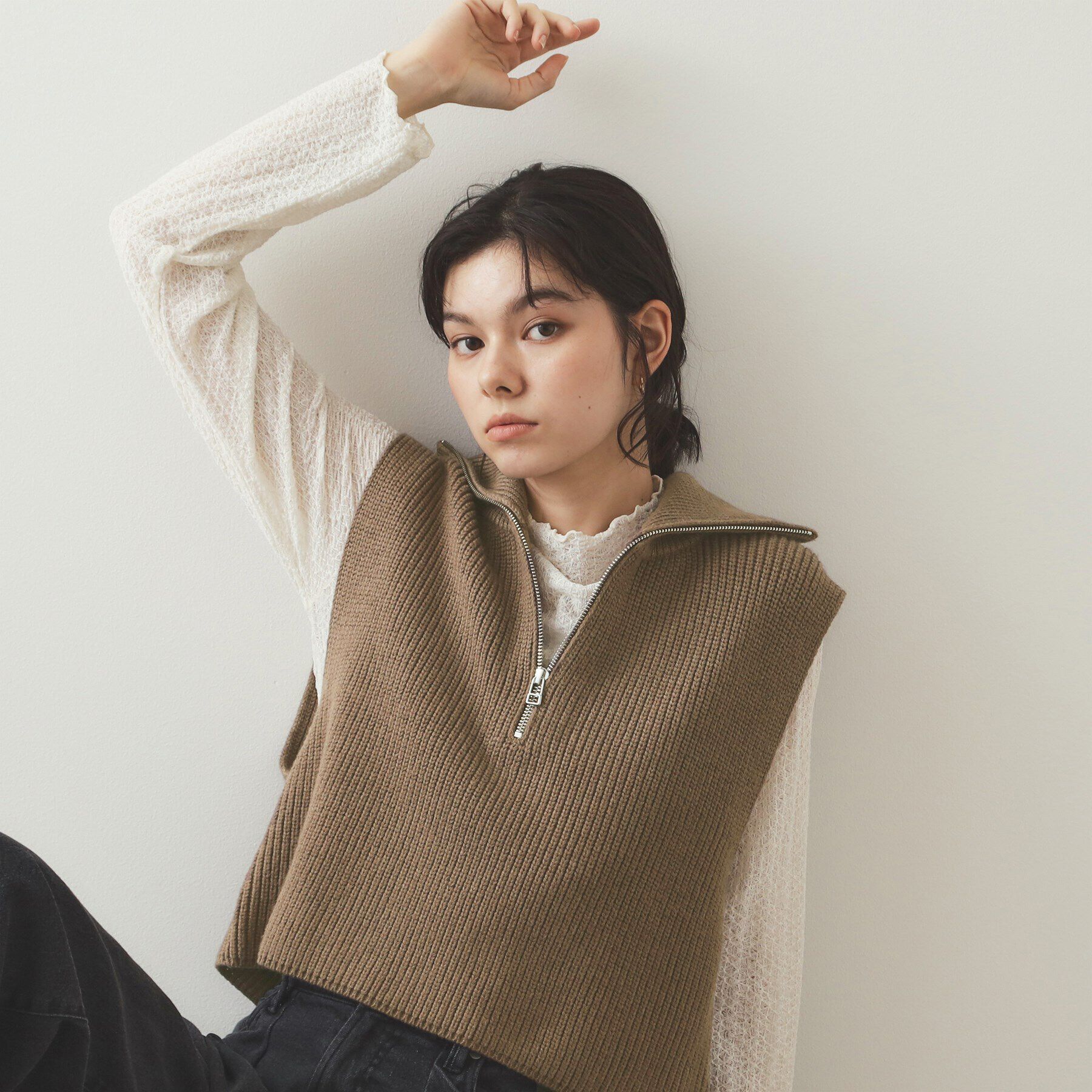 OPAQUE.CLIP「《CLASSY掲載》ハーフZIPニットベスト【洗濯機洗い可】」|ニット・セーター|