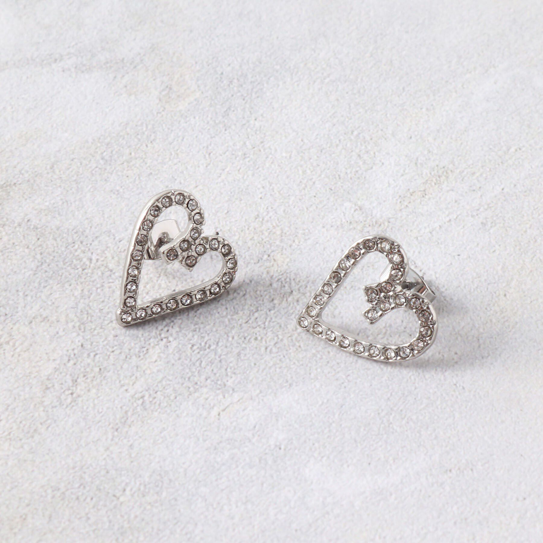 OPAQUE.CLIP「ハートビジューモチーフピアス」|ピアス|シルバー(006)