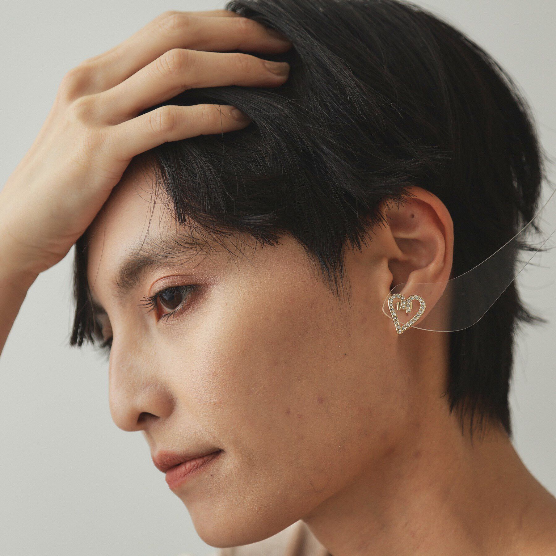 OPAQUE.CLIP「ハートビジューモチーフピアス」|ピアス|