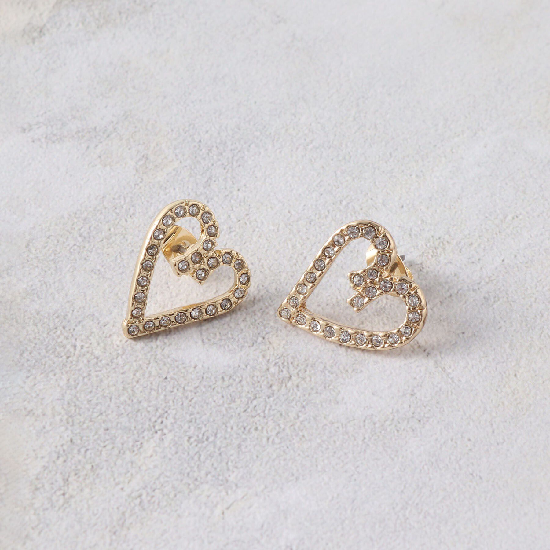 OPAQUE.CLIP「ハートビジューモチーフピアス」|ピアス|ゴールド(007)