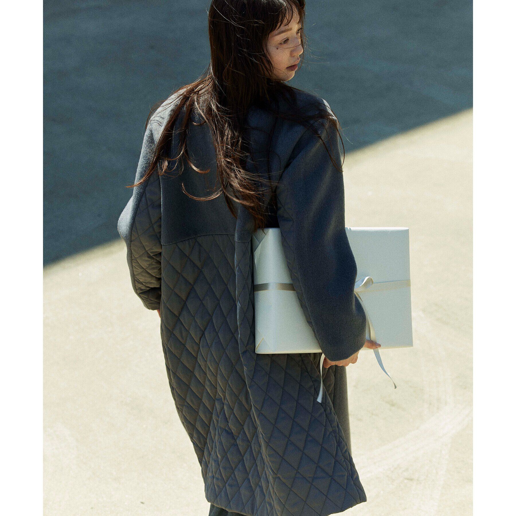 OPAQUE.CLIP「《S-LLsize》ウールカシミヤブレンド キルティングドッキングコート」|ノーカラーコート|