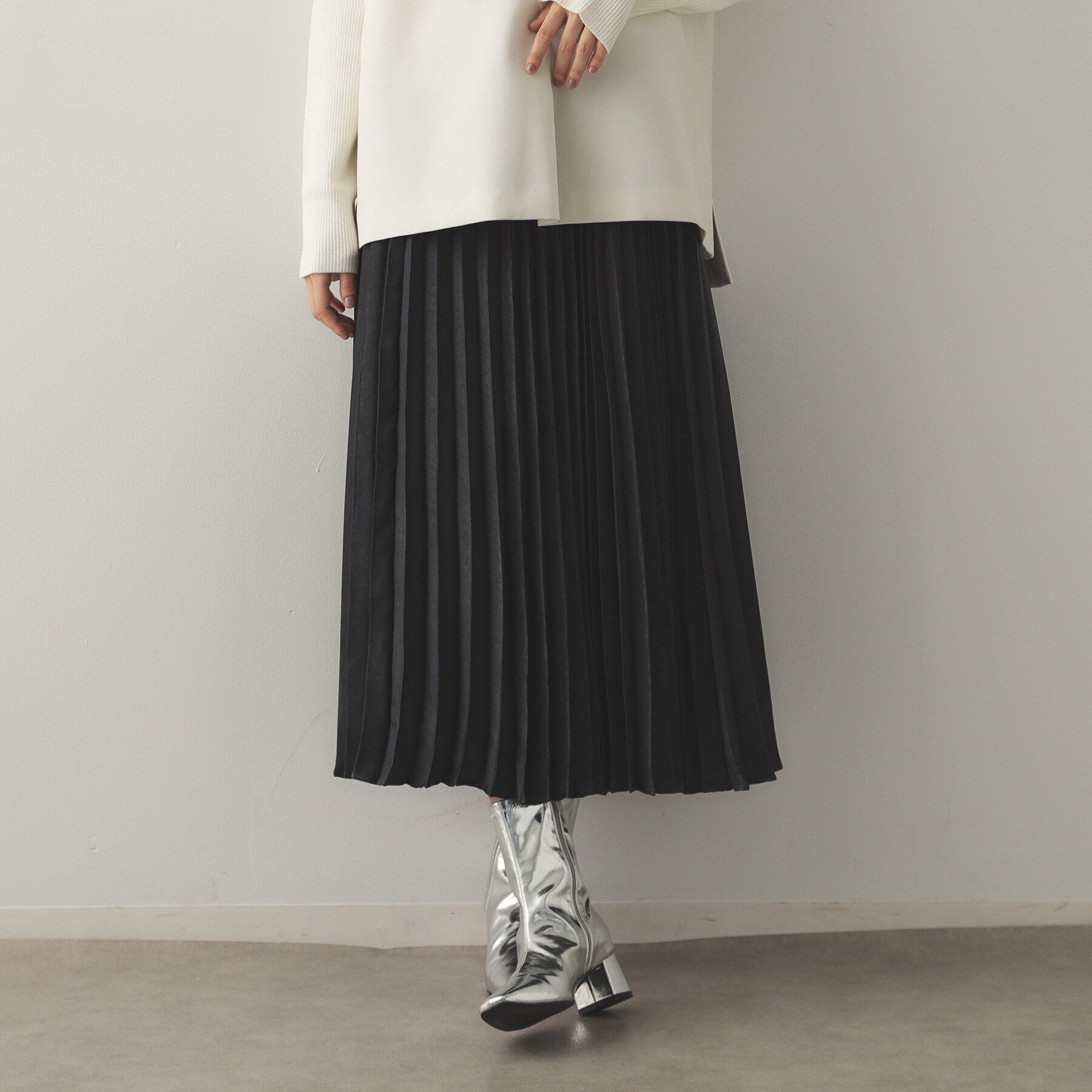 OPAQUE.CLIP「サテンプリーツスカート【洗濯機洗い可】」|スカート|