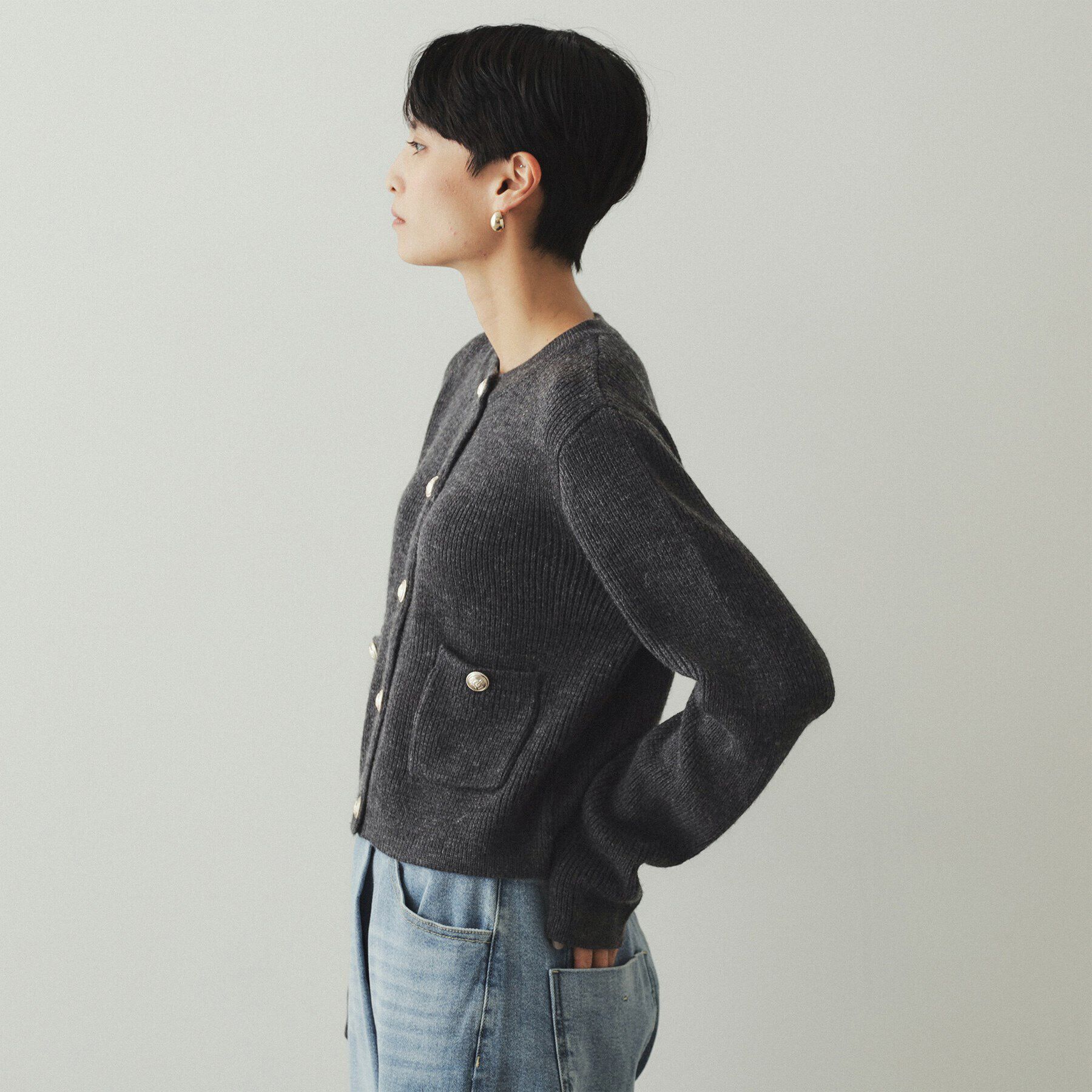 OPAQUE.CLIP「《美人百花掲載》金ボタンミラノリブニットカーディガン【洗える】」|カーディガン|