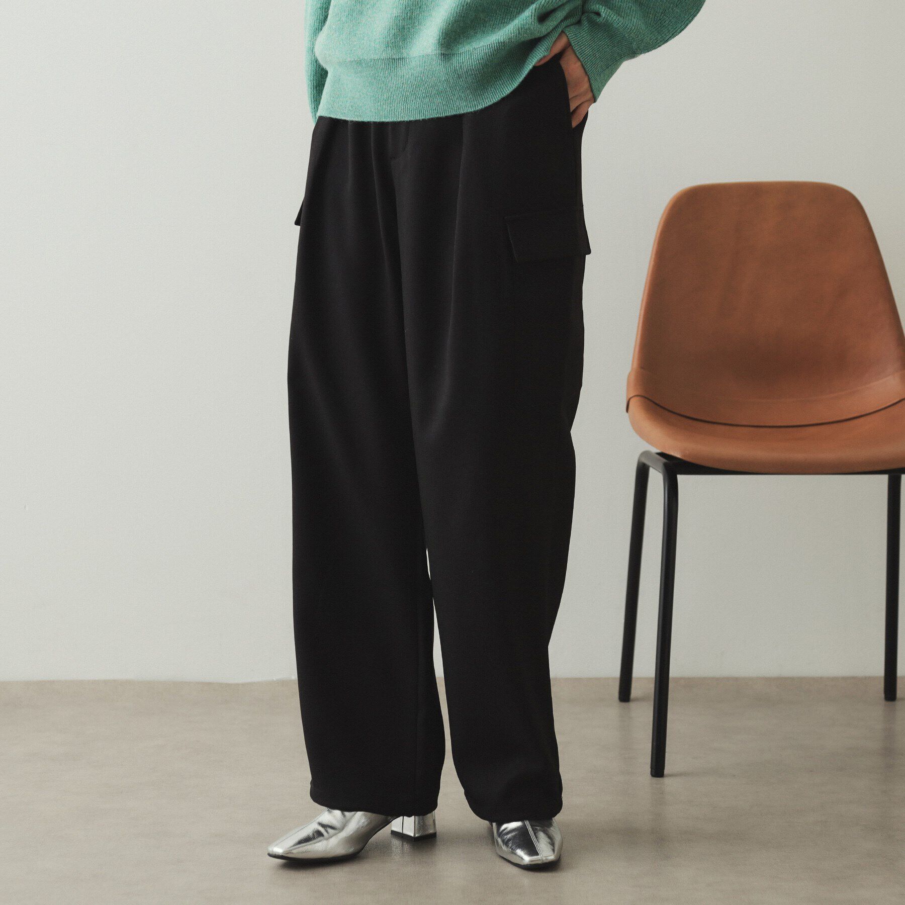 OPAQUE.CLIP「ウールライクカーゴパンツ【洗濯機洗い可】」|その他|ブラック(019)