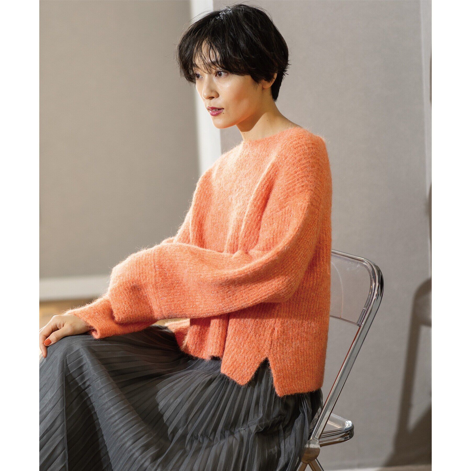 OPAQUE.CLIP「ラメショートミドルゲージニット【洗濯機洗い可】」|ニット・セーター|