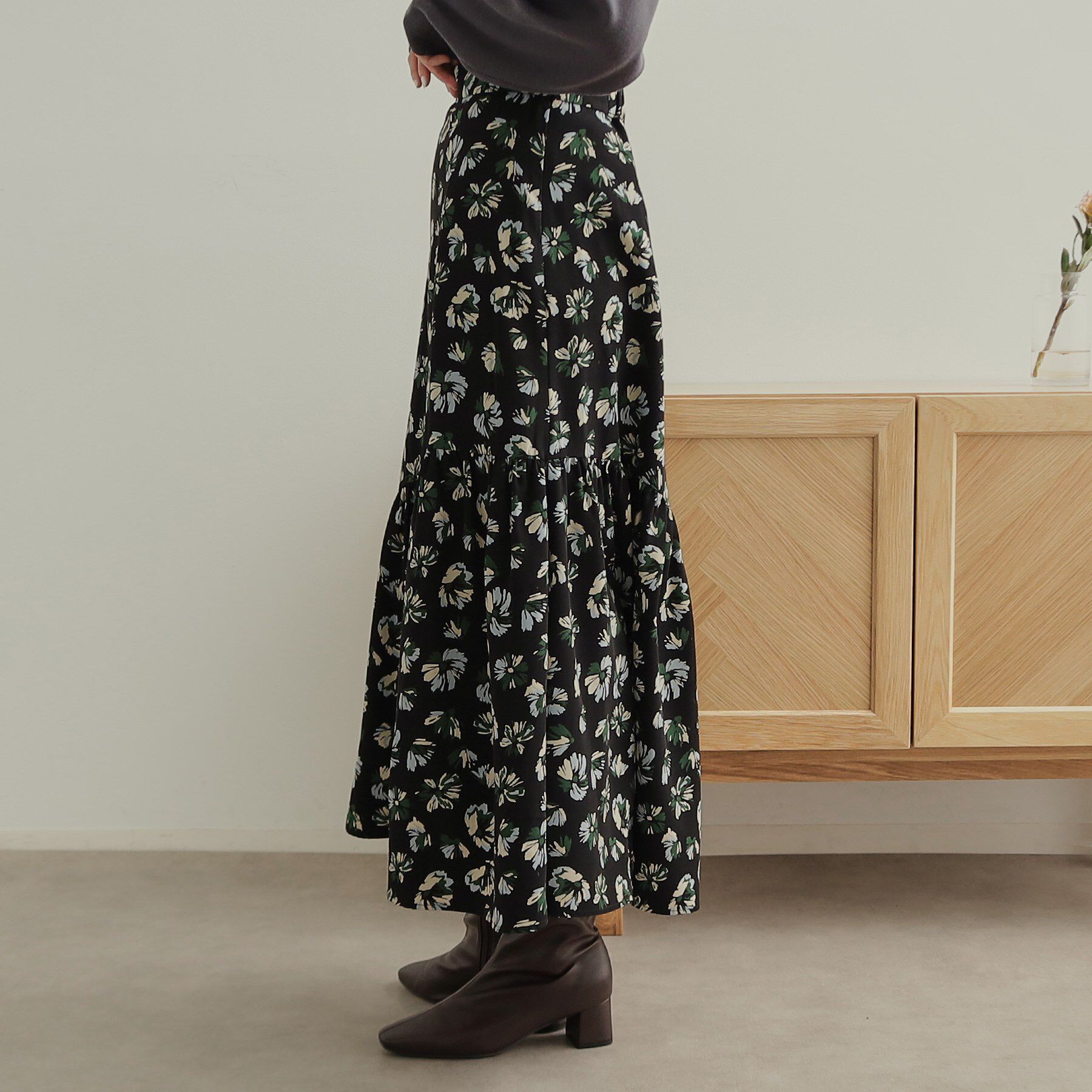 OPAQUE.CLIP「フラワープリントフレアスカート【洗濯機洗い可】」|スカート|