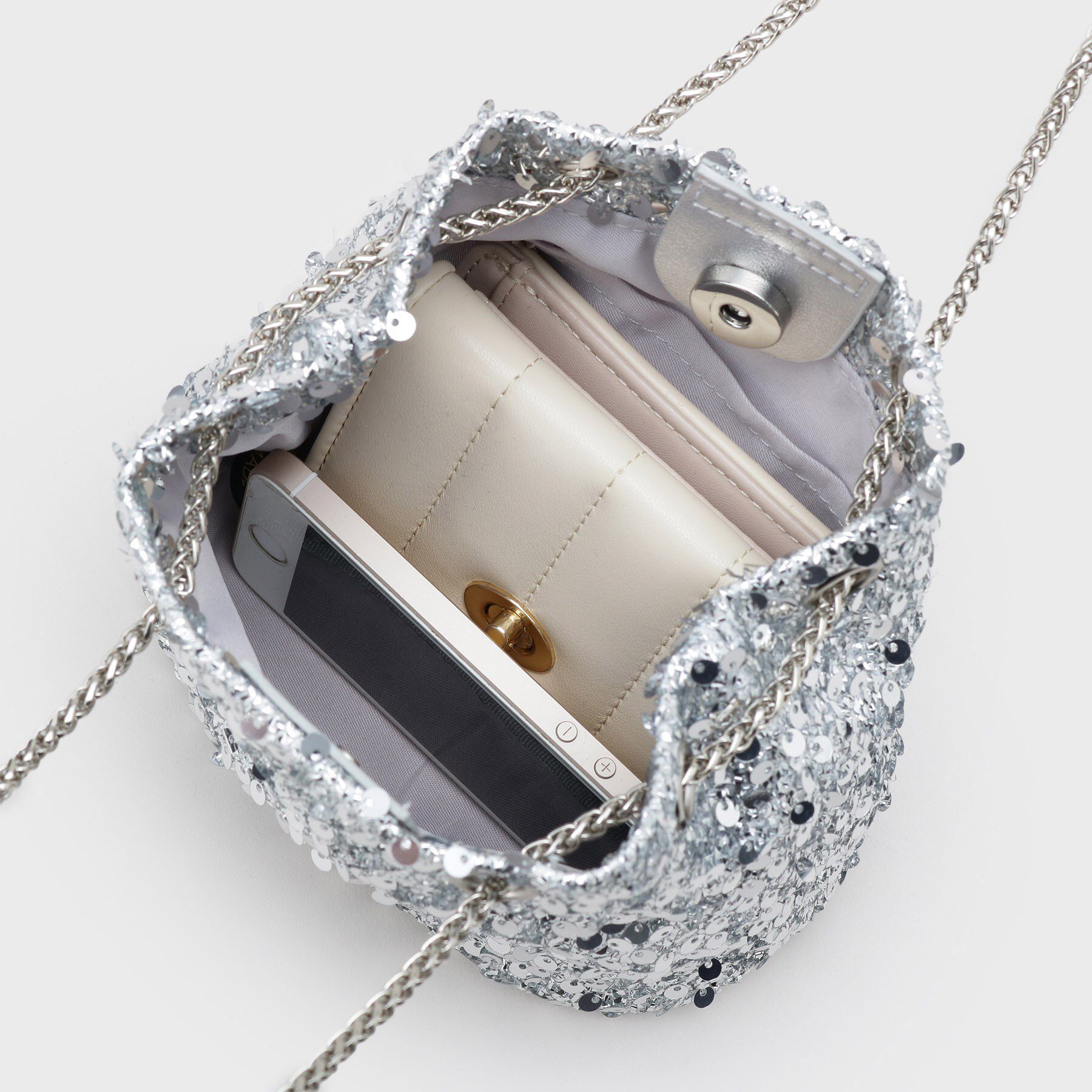 OPAQUE.CLIP「【6色展開】シャイニー素材巾着ミニショルダーバッグ」|ショルダー・メッセンジャー|