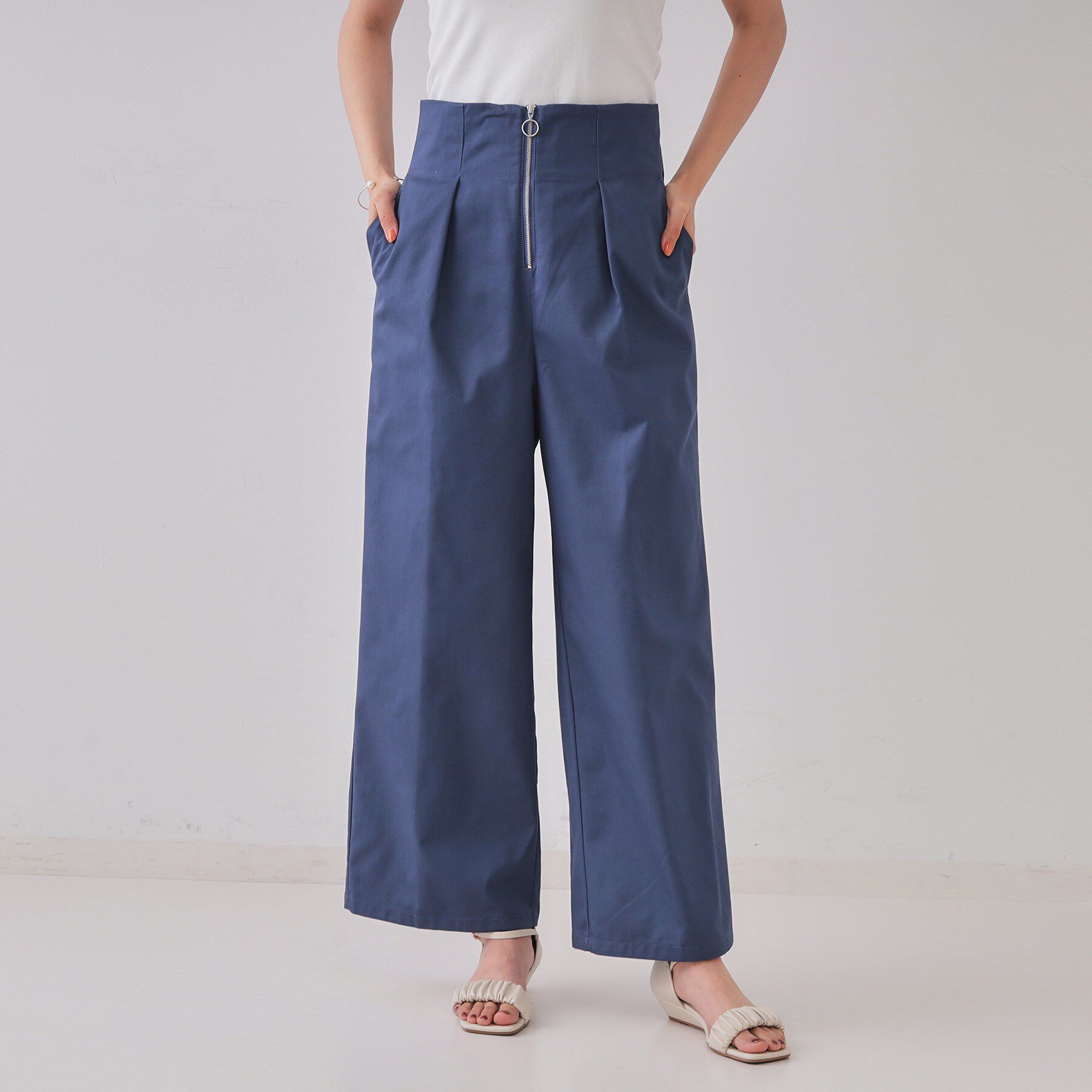 OPAQUE.CLIP「ハイウエストフロントZIPワイドパンツ【洗濯機洗い可】」|その他|