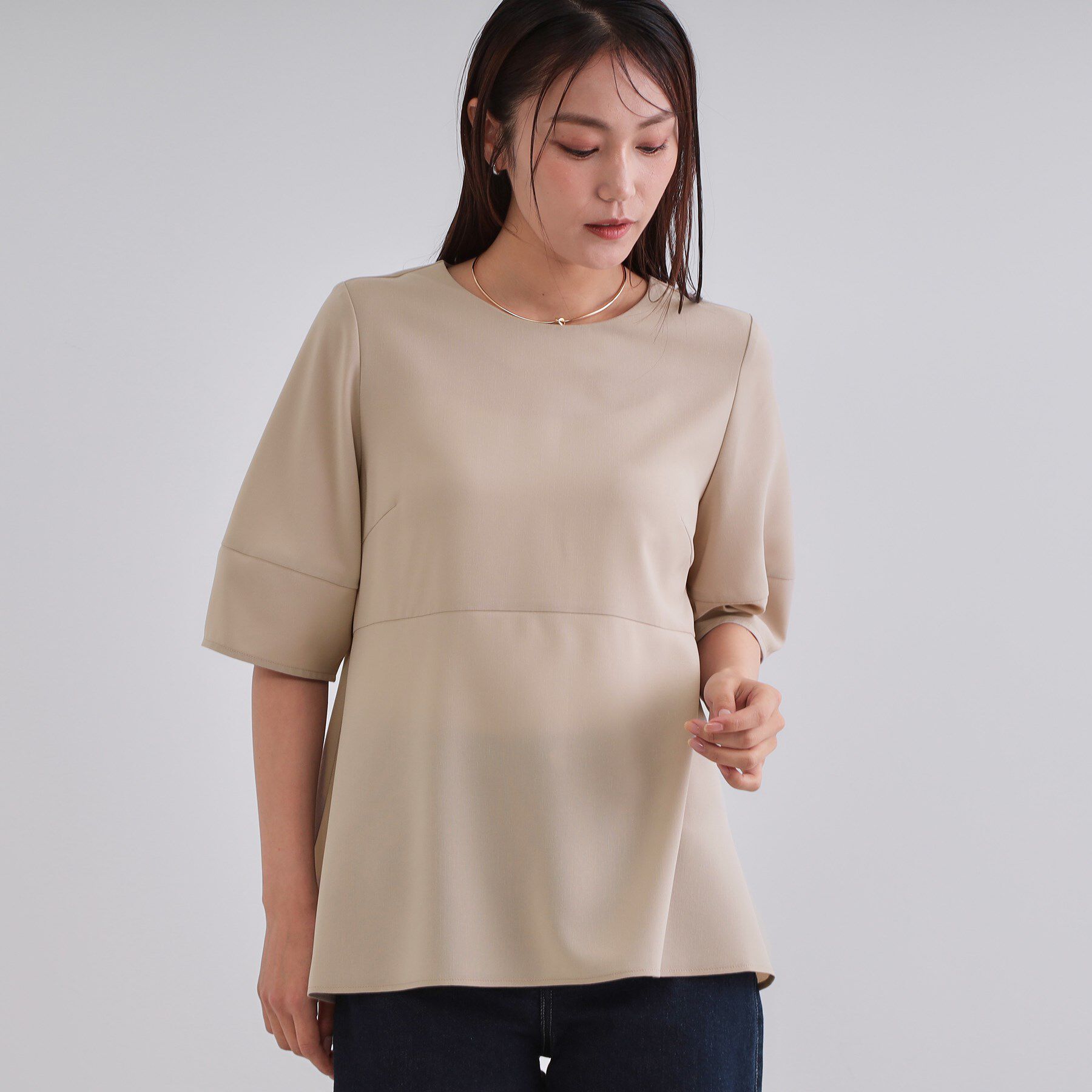 OPAQUE.CLIP「《6色展開》ストレッチペプラムブラウス/セットアップ対応【洗濯機洗い可/防シワ】」|シャツ・ブラウス|