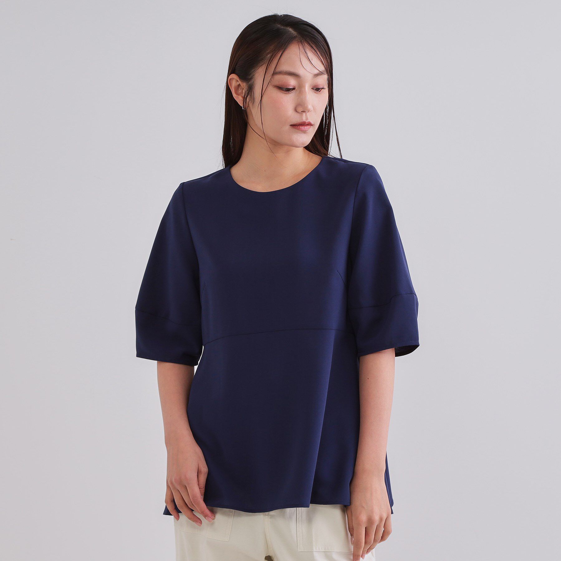 OPAQUE.CLIP「《6色展開》ストレッチペプラムブラウス/セットアップ対応【洗濯機洗い可/防シワ】」|シャツ・ブラウス|