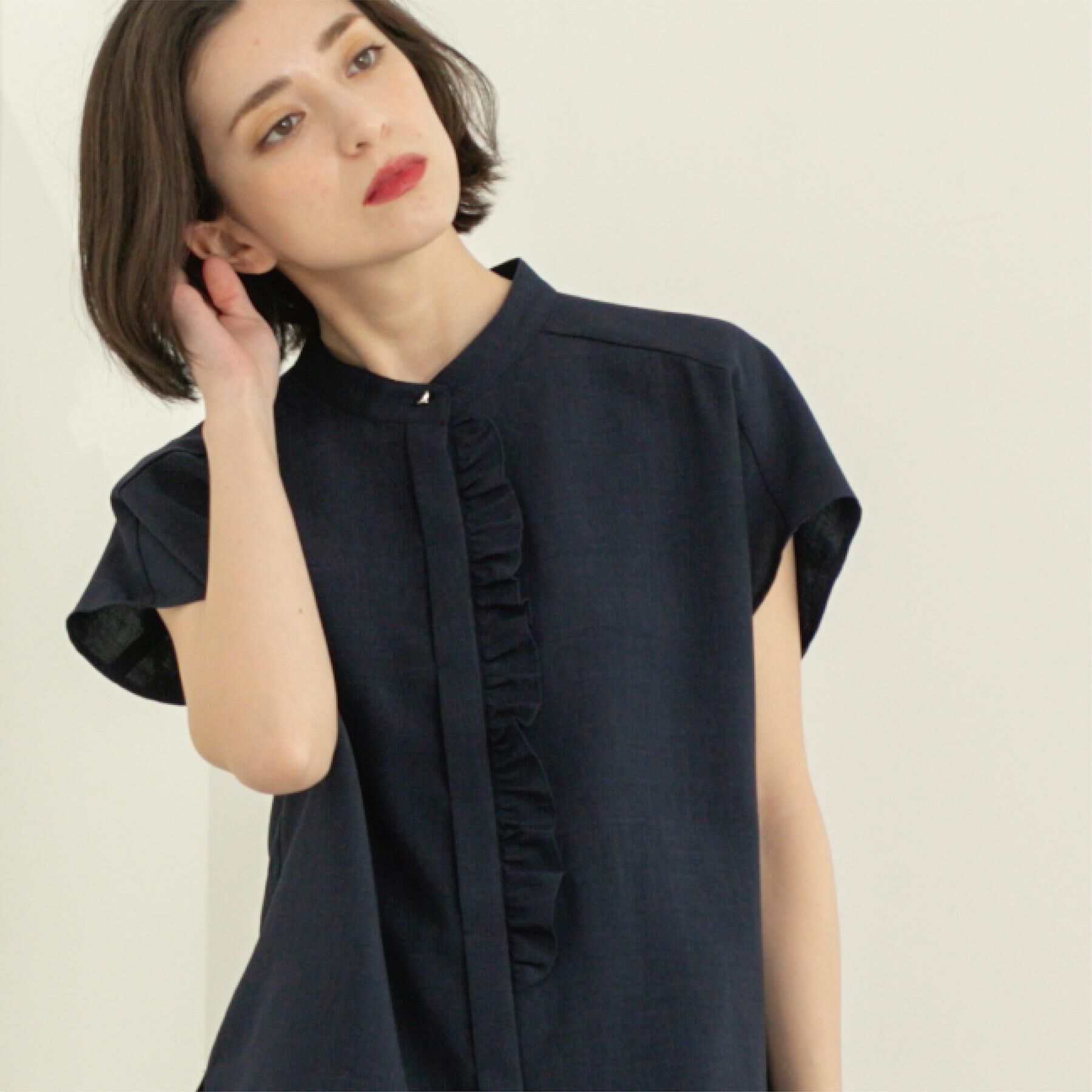 OPAQUE.CLIP「リネンライクフロントフリルブラウス【洗濯機洗い可/吸水速乾/接触冷感】」|シャツ・ブラウス|