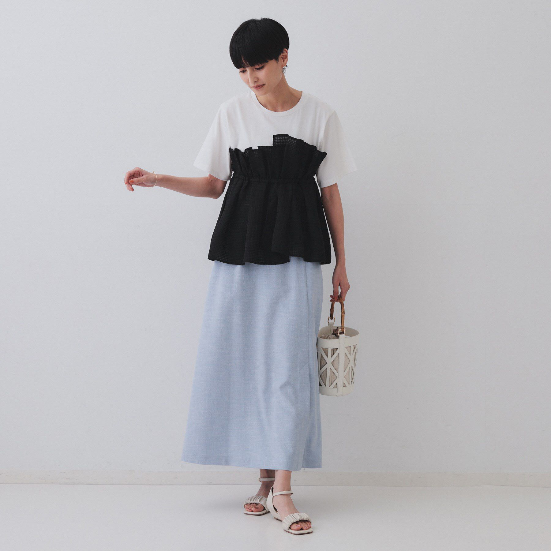 OPAQUE.CLIP「メランジナローフレアスカート／セットアップ対応可【洗濯機洗い可】」|スカート|