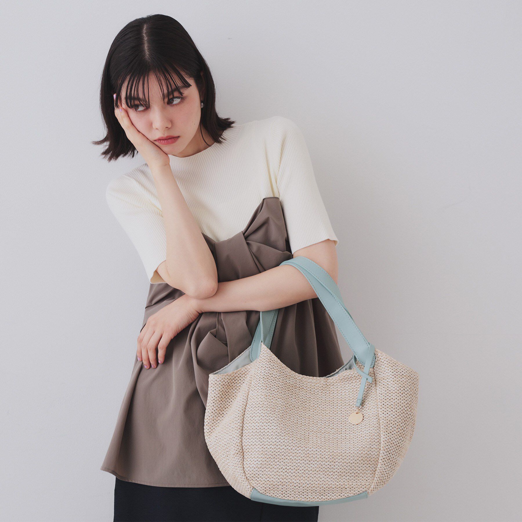 OPAQUE.CLIP「雑材合皮コンビマチ付きトートバッグ」|トートバッグ|