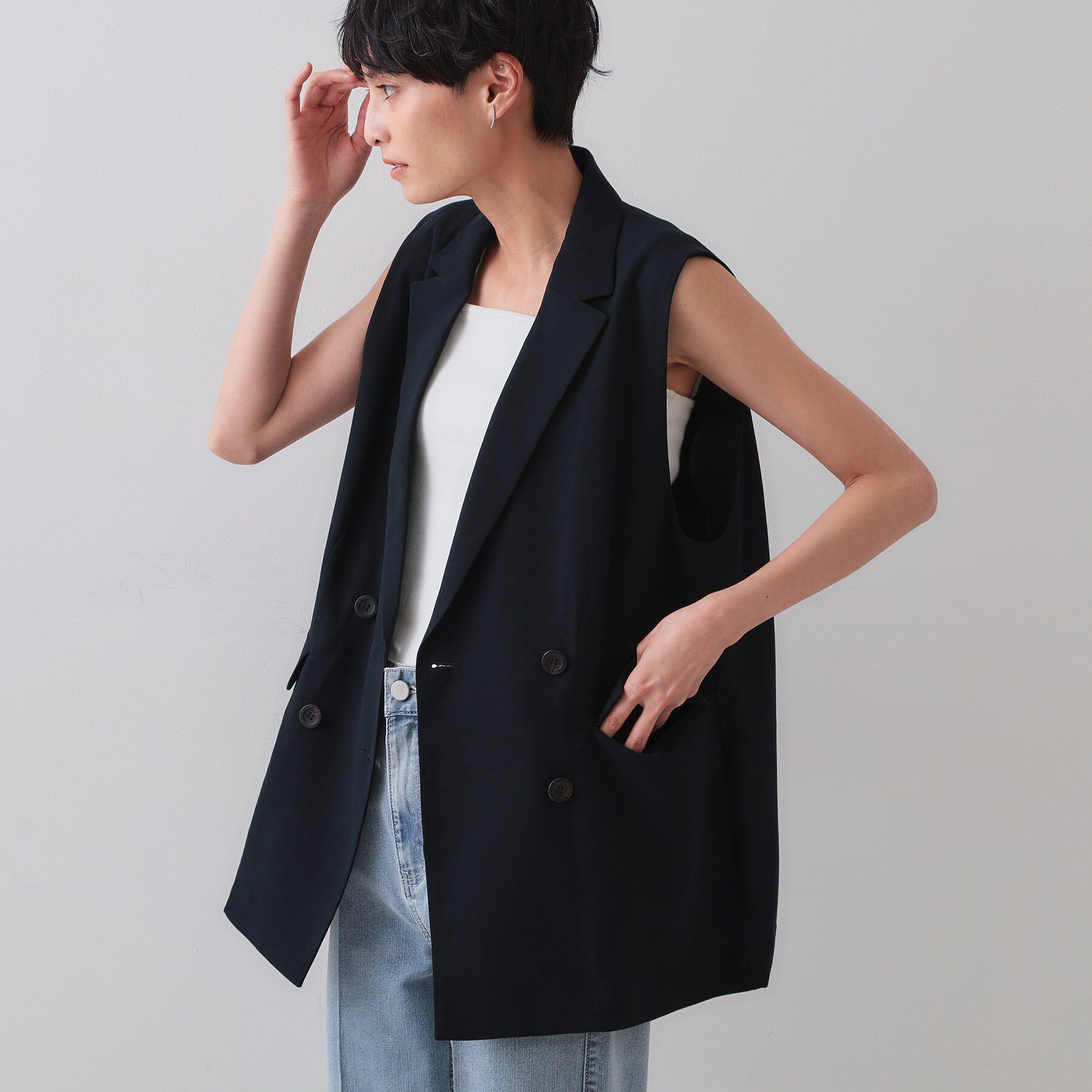 OPAQUE.CLIP「《美人百花掲載》テーラードジレ/セットアップ対応【洗える】」|ベスト・ジレ|