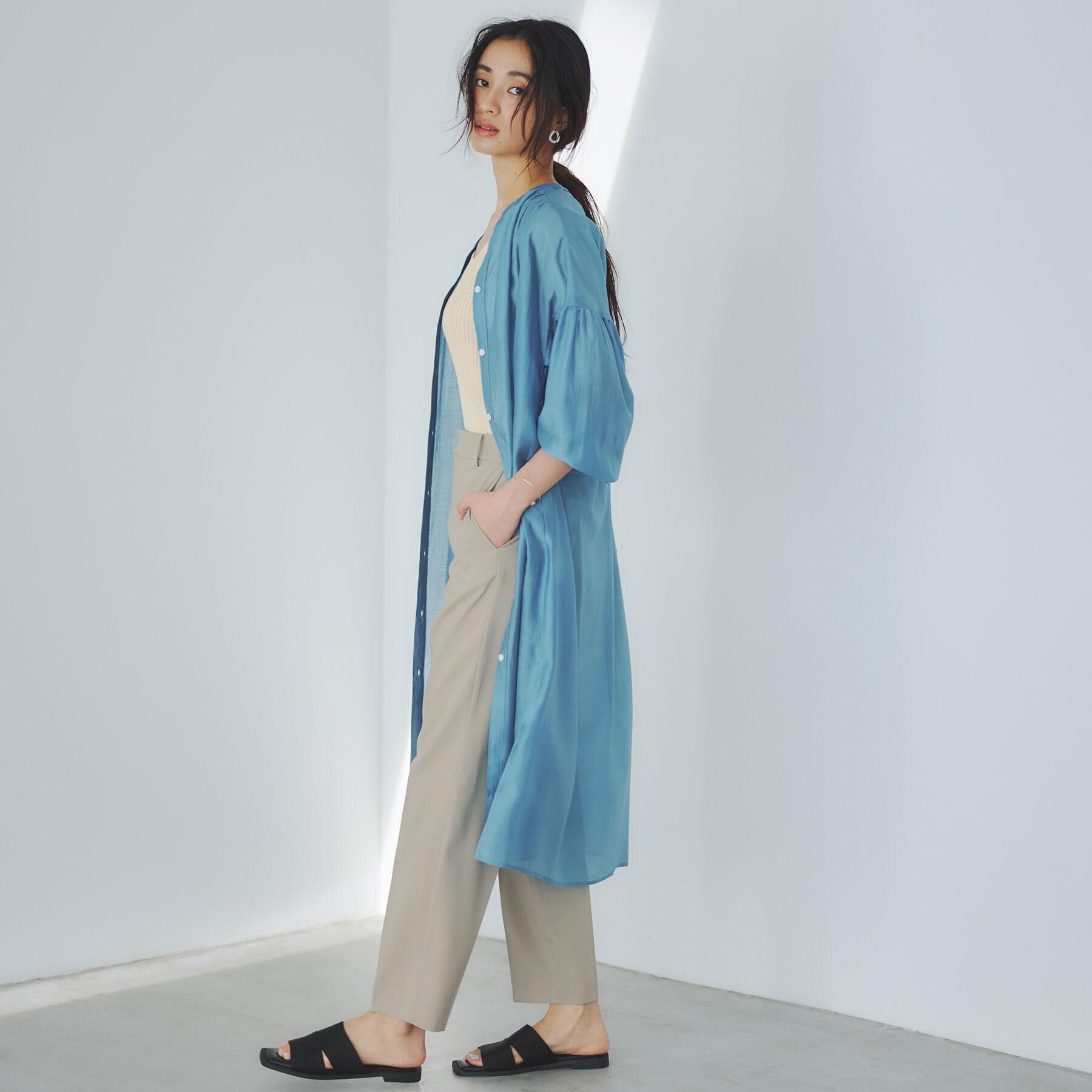 OPAQUE.CLIP「シアーシャツワンピース【洗濯機洗い可】」|ワンピース|