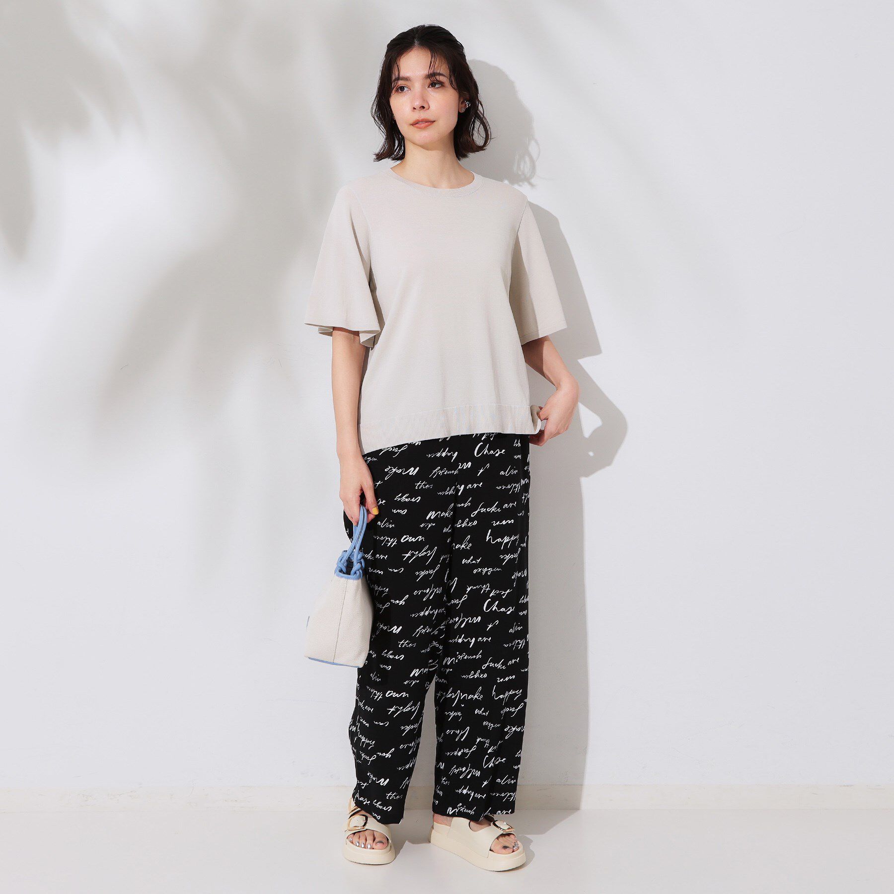 OPAQUE.CLIP「《6色展開/S-LLサイズ》フレアスリーブニット【UV/接触冷感/抗ピル/洗濯機洗い可】」|ニット・セーター|