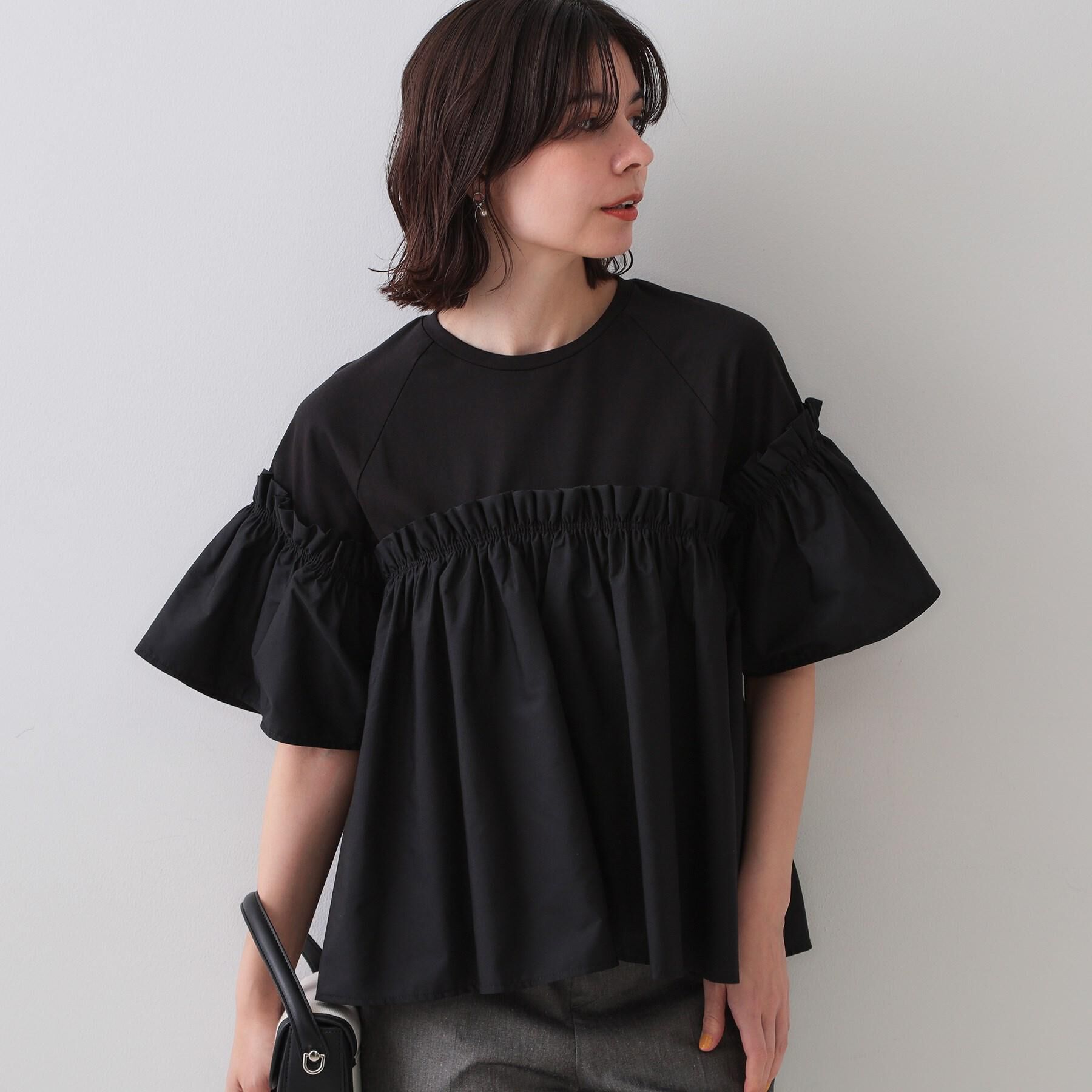 OPAQUE.CLIP「ギャザーフリルドッキングカットソー【洗濯機洗い可】」|Tシャツ・カットソー|