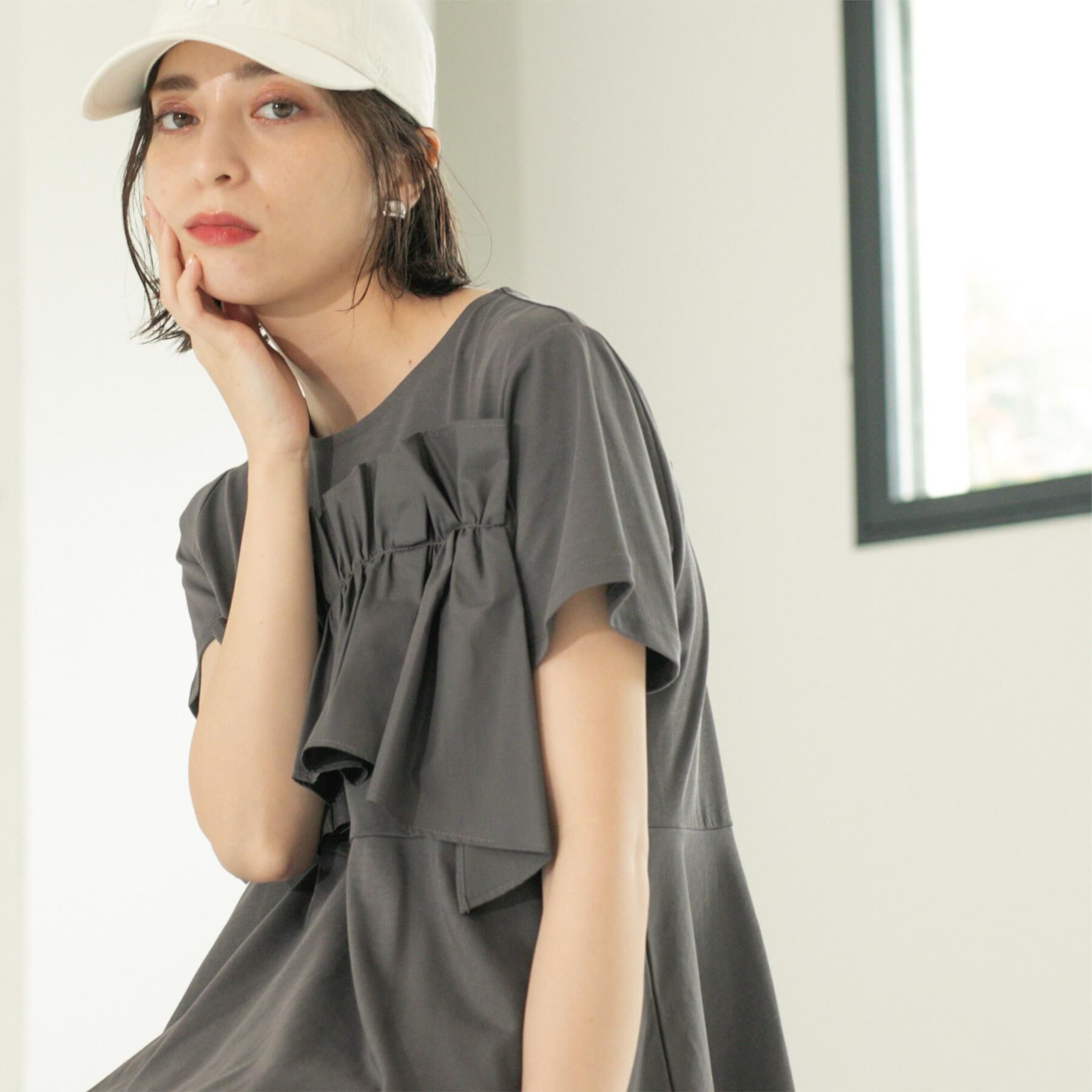 OPAQUE.CLIP「フリルドッキングペプラムトップス【接触冷感/洗濯機洗い可】」|Tシャツ・カットソー|