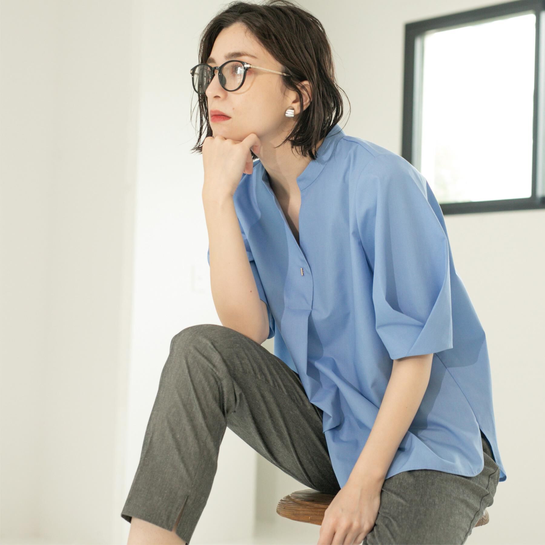 OPAQUE.CLIP「スキッパータックスリーブブラウス【洗濯機洗い可】」|シャツ・ブラウス|