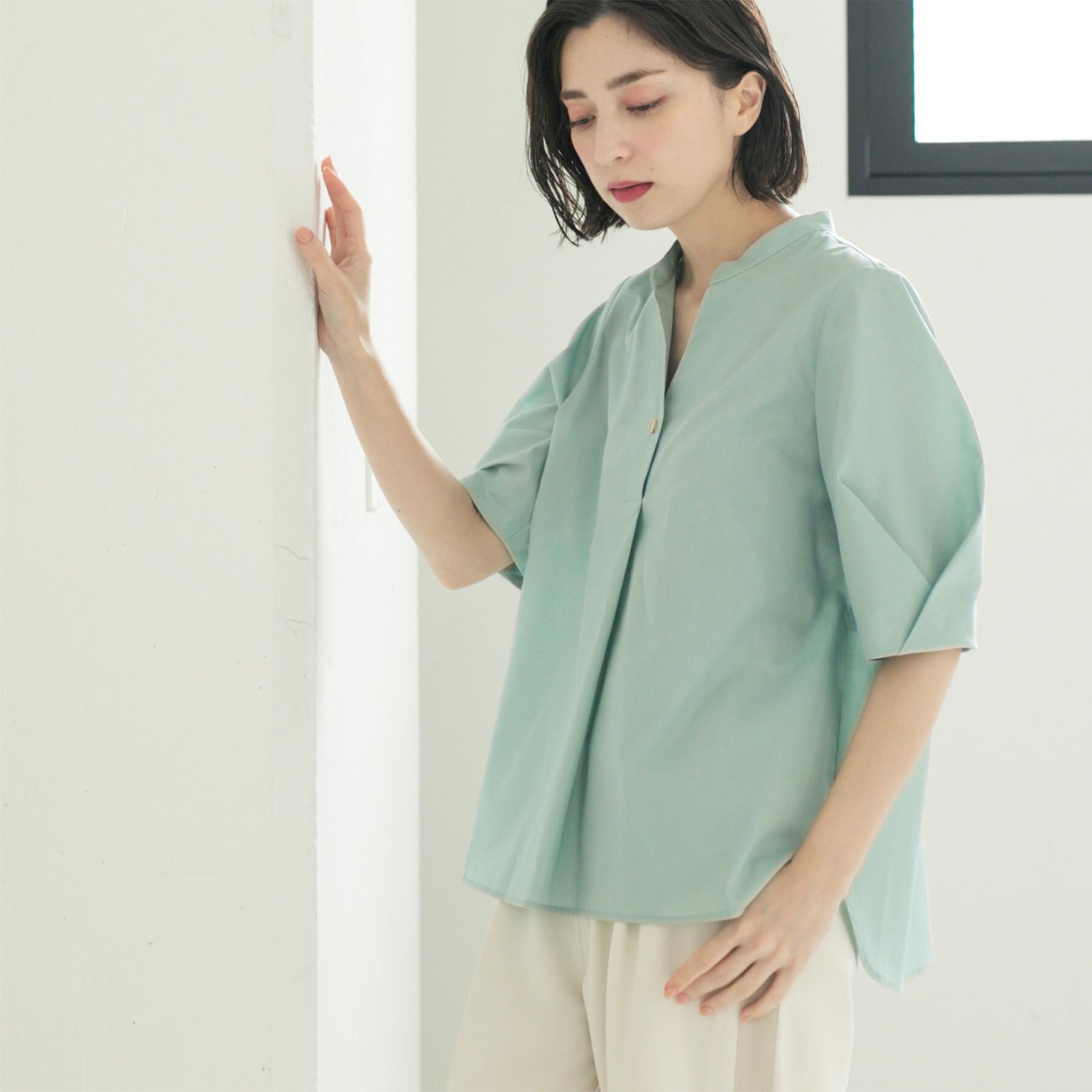 OPAQUE.CLIP「スキッパータックスリーブブラウス【洗濯機洗い可】」|シャツ・ブラウス|