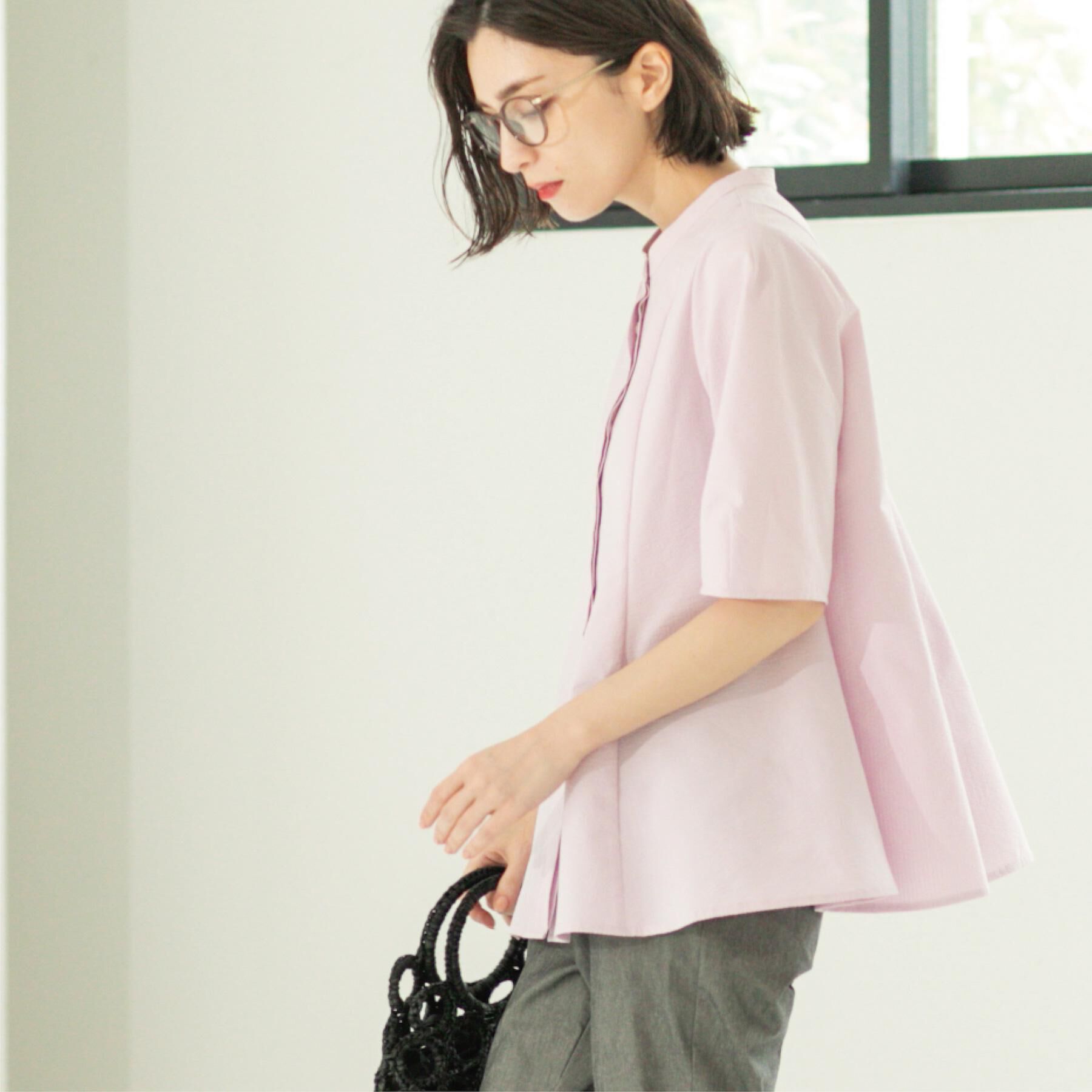 OPAQUE.CLIP「サッカーストライプペプラムブラウス【吸水速乾/イージーアイロン/洗濯機洗い可】」|シャツ・ブラウス|