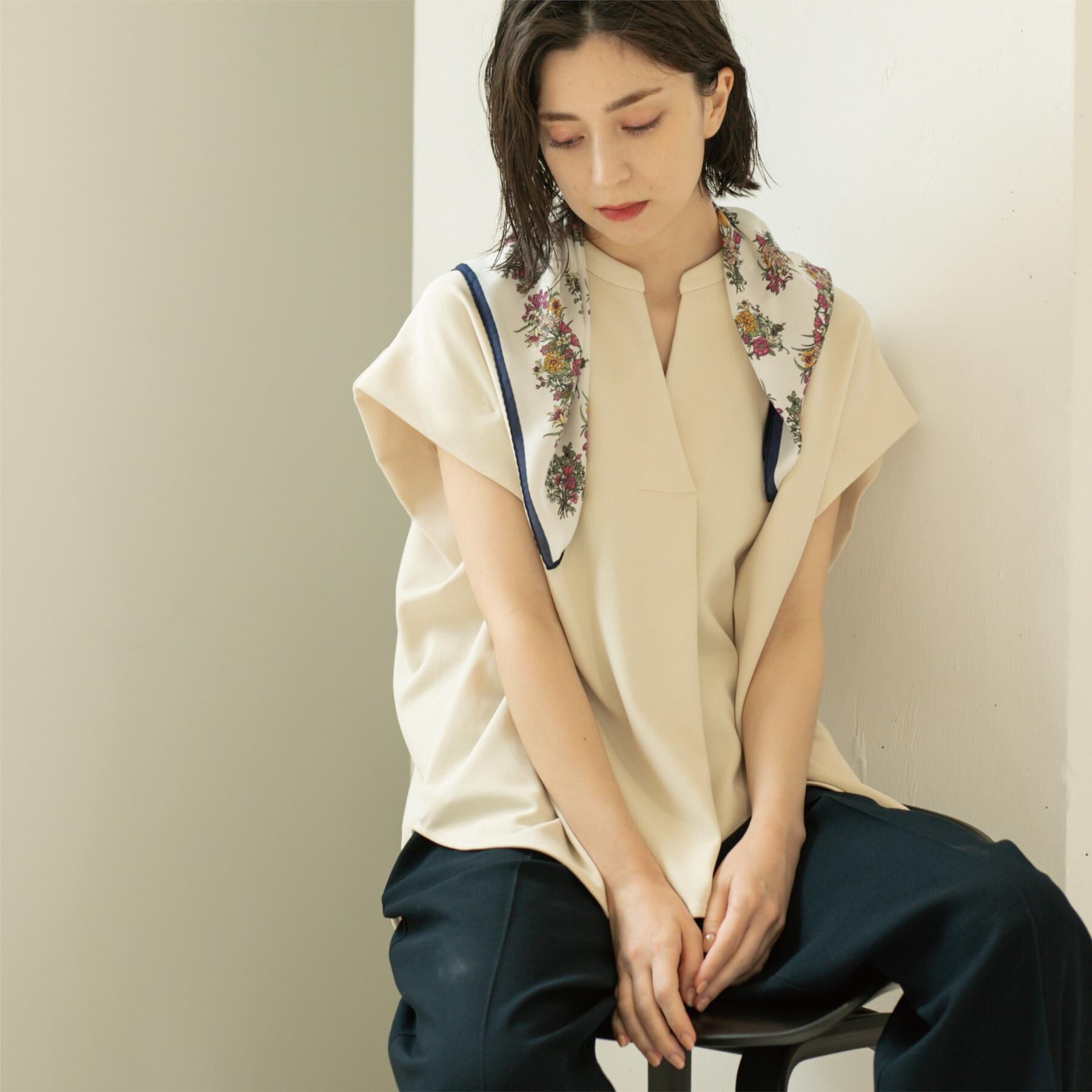 OPAQUE.CLIP「スキッパーフレンチスリーブトップス【UV/吸水速乾/洗濯機洗い可】」|Tシャツ・カットソー|