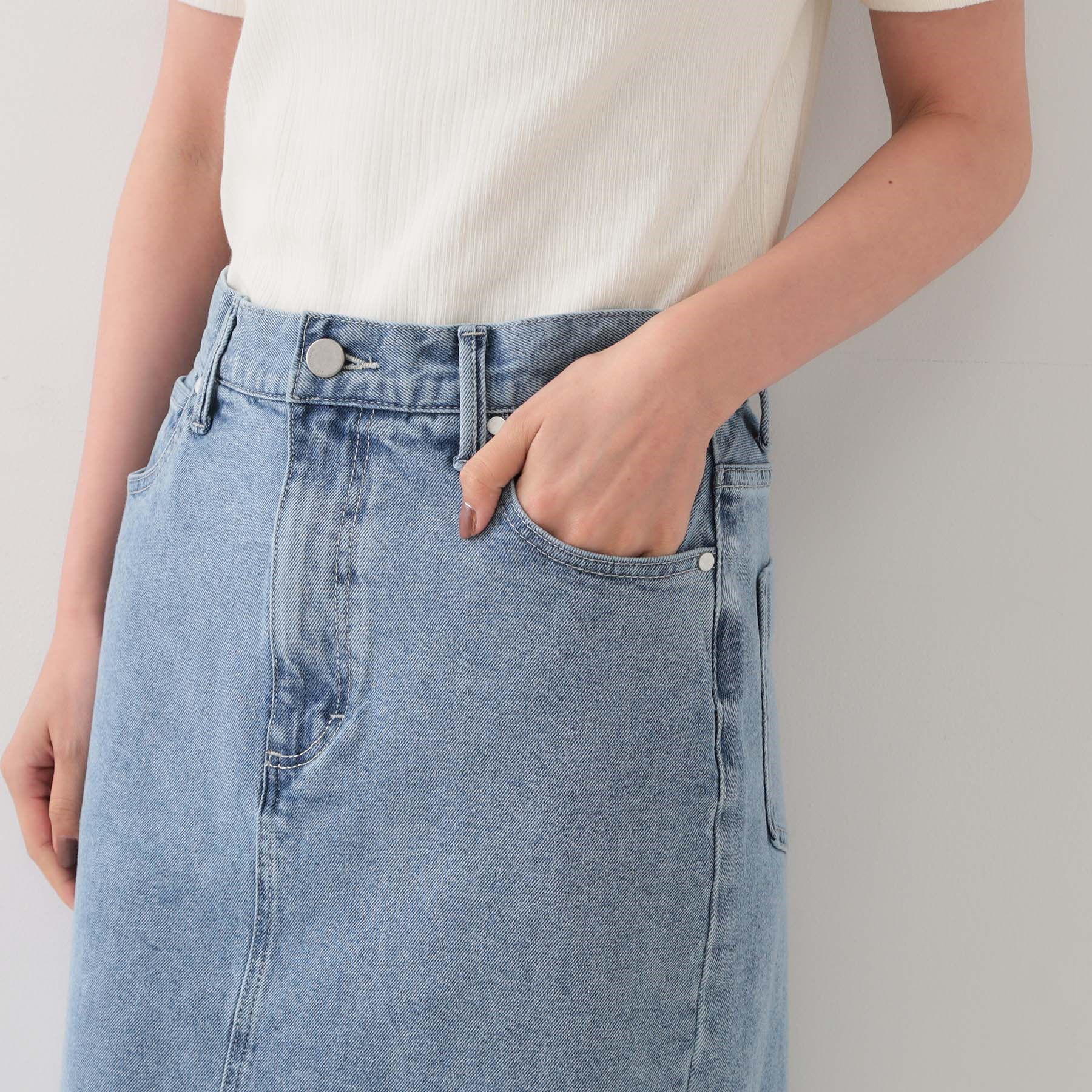 OPAQUE.CLIP「デニムナロースカート【洗濯機洗い可】」|スカート|
