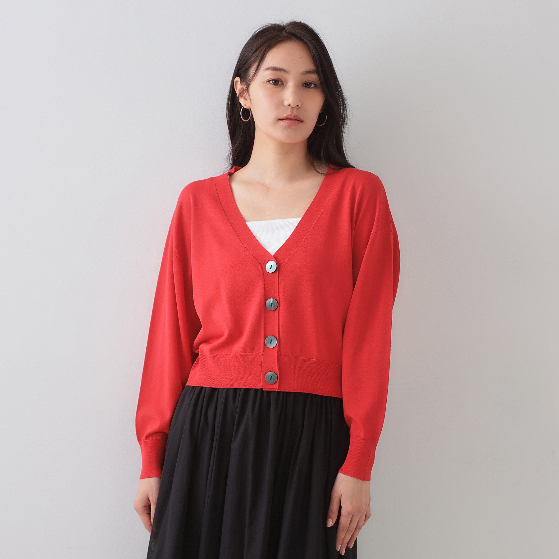 OPAQUE.CLIP「UV Vネックニットカーディガン【接触冷感/洗濯機洗い可/抗ピル】」|カーディガン|