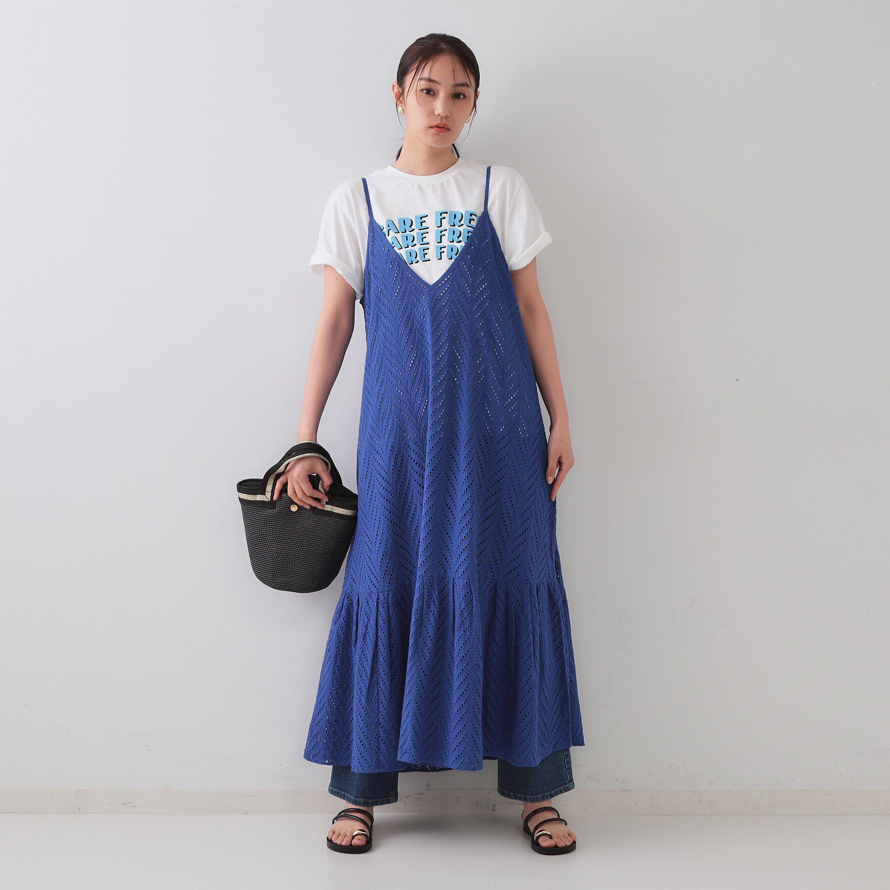 OPAQUE.CLIP「インドコットンアイレット刺繍キャミワンピース【洗える】」|ワンピース|