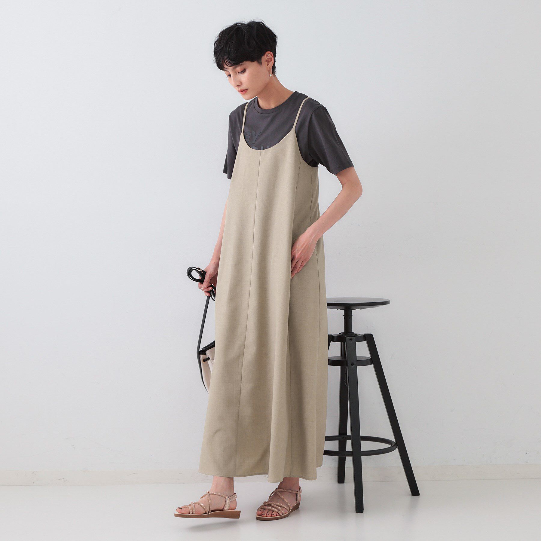 OPAQUE.CLIP「リネンライクキャミワンピース【洗濯機洗い可】」|ワンピース|