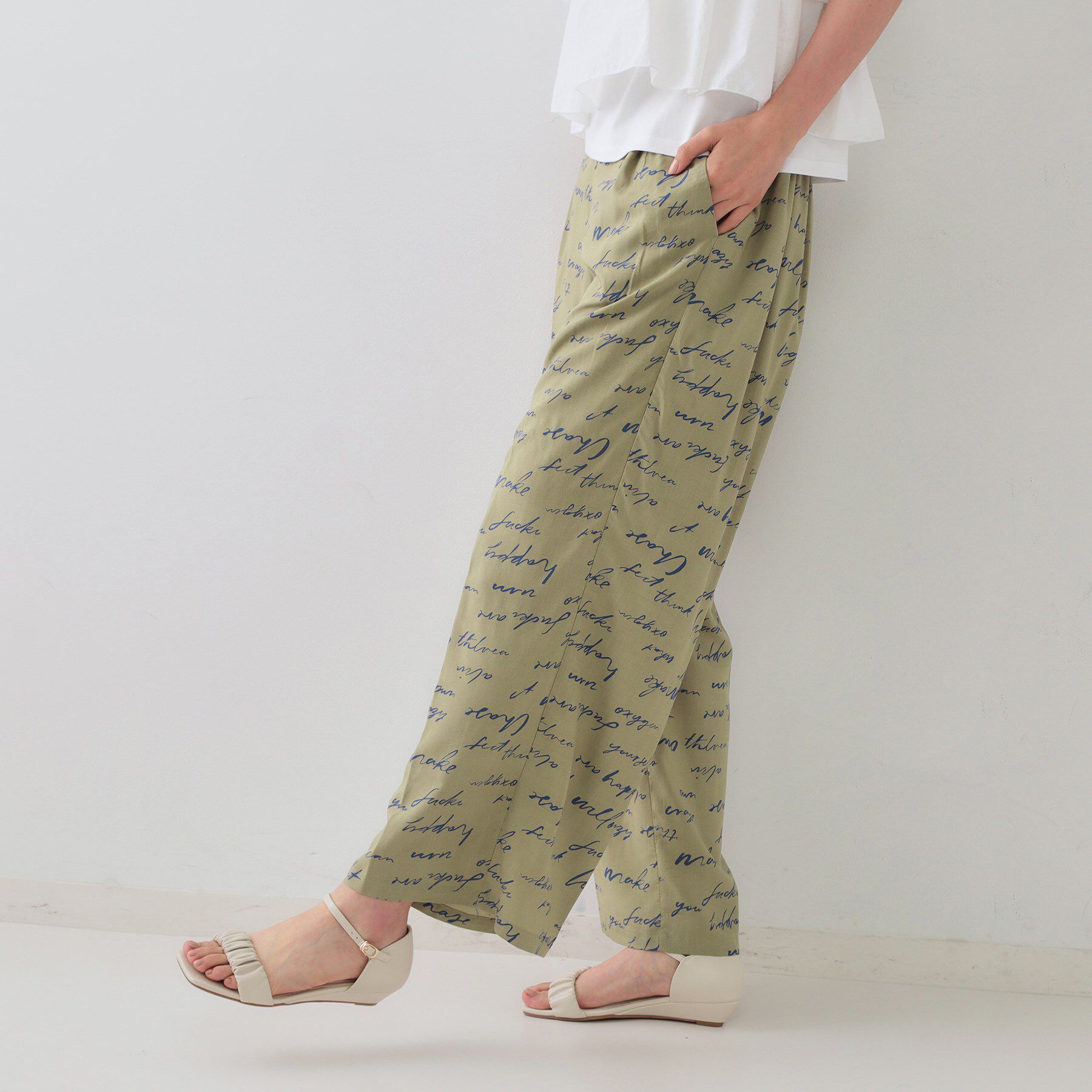 OPAQUE.CLIP「レタープリントイージーワイドパンツ【洗濯機洗い可】」|その他|