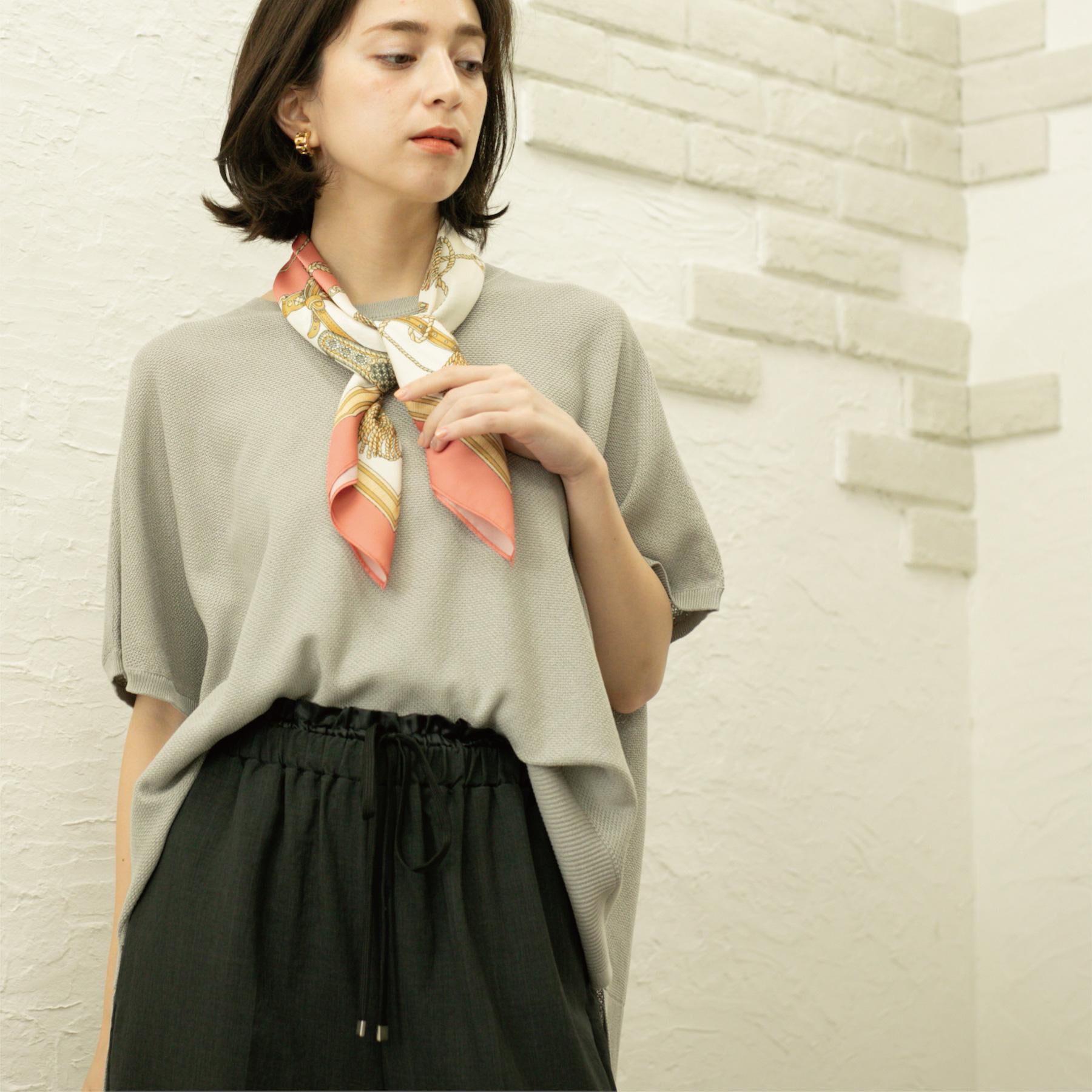 OPAQUE.CLIP「《5色展開/S-LLサイズ》リラクシーメッシュニット【洗濯機洗い可】」|ニット・セーター|ライトグレー(011