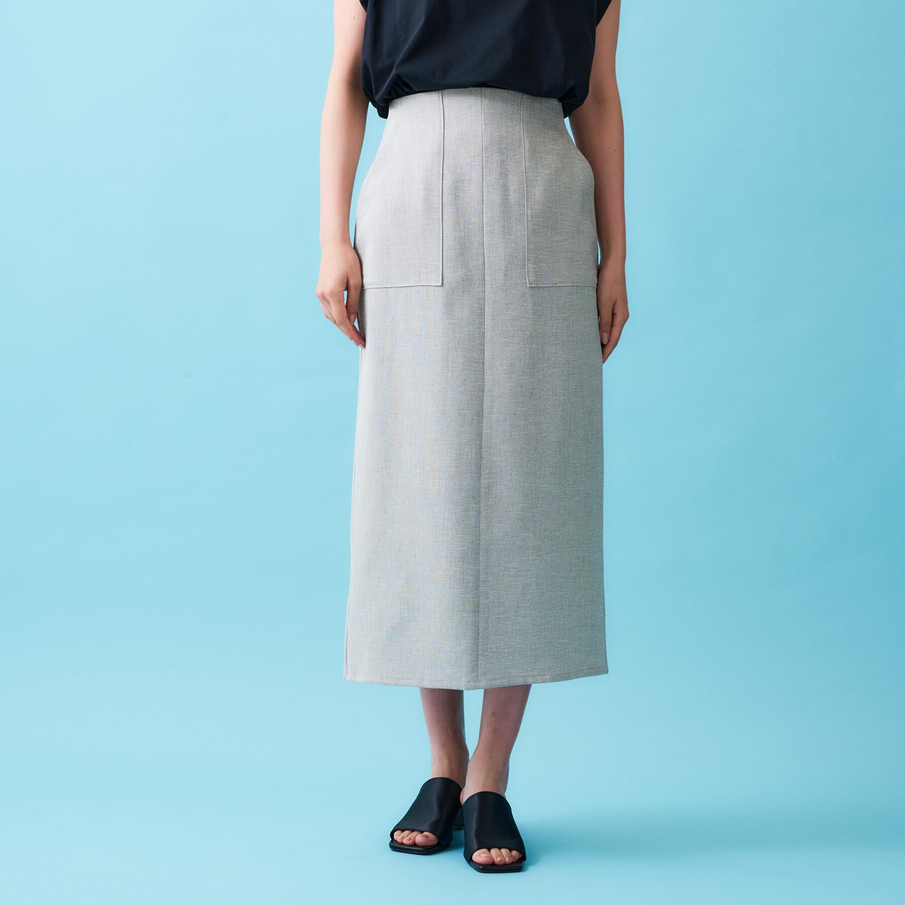 OPAQUE.CLIP「《美人百花掲載》ストレッチリネンライクタイトスカート【洗濯機洗い可】」|スカート|