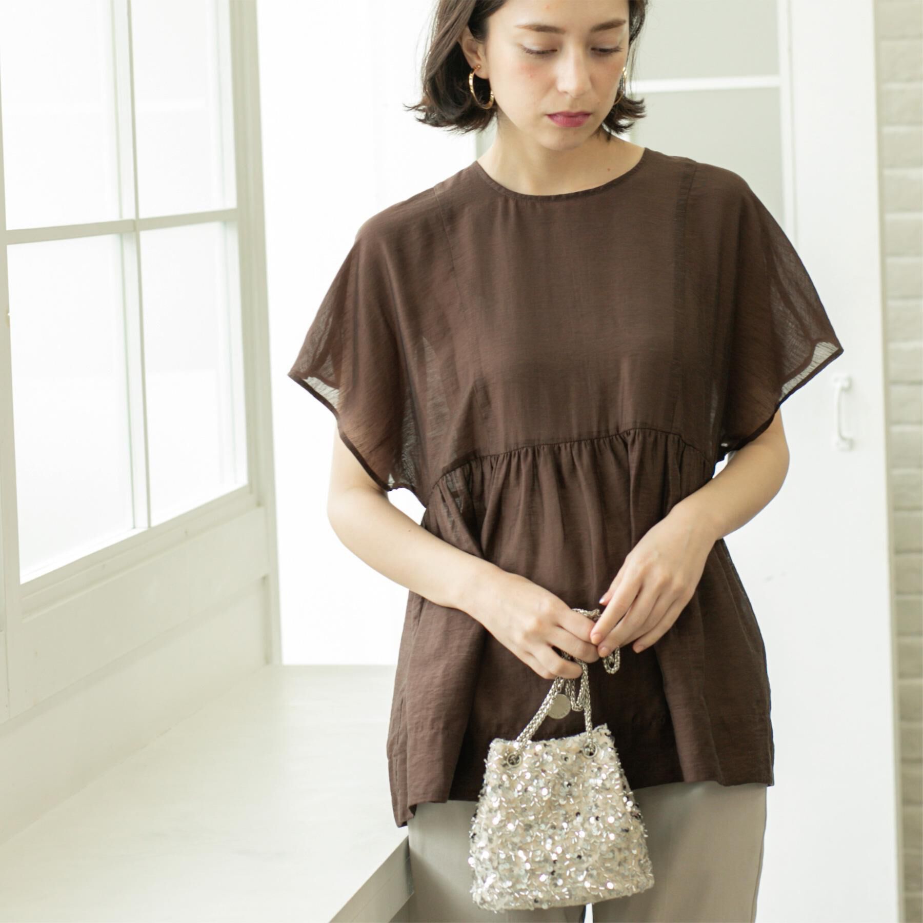 OPAQUE.CLIP「麻混シアーペプラムブラウス【洗濯機洗い可】」|シャツ・ブラウス|