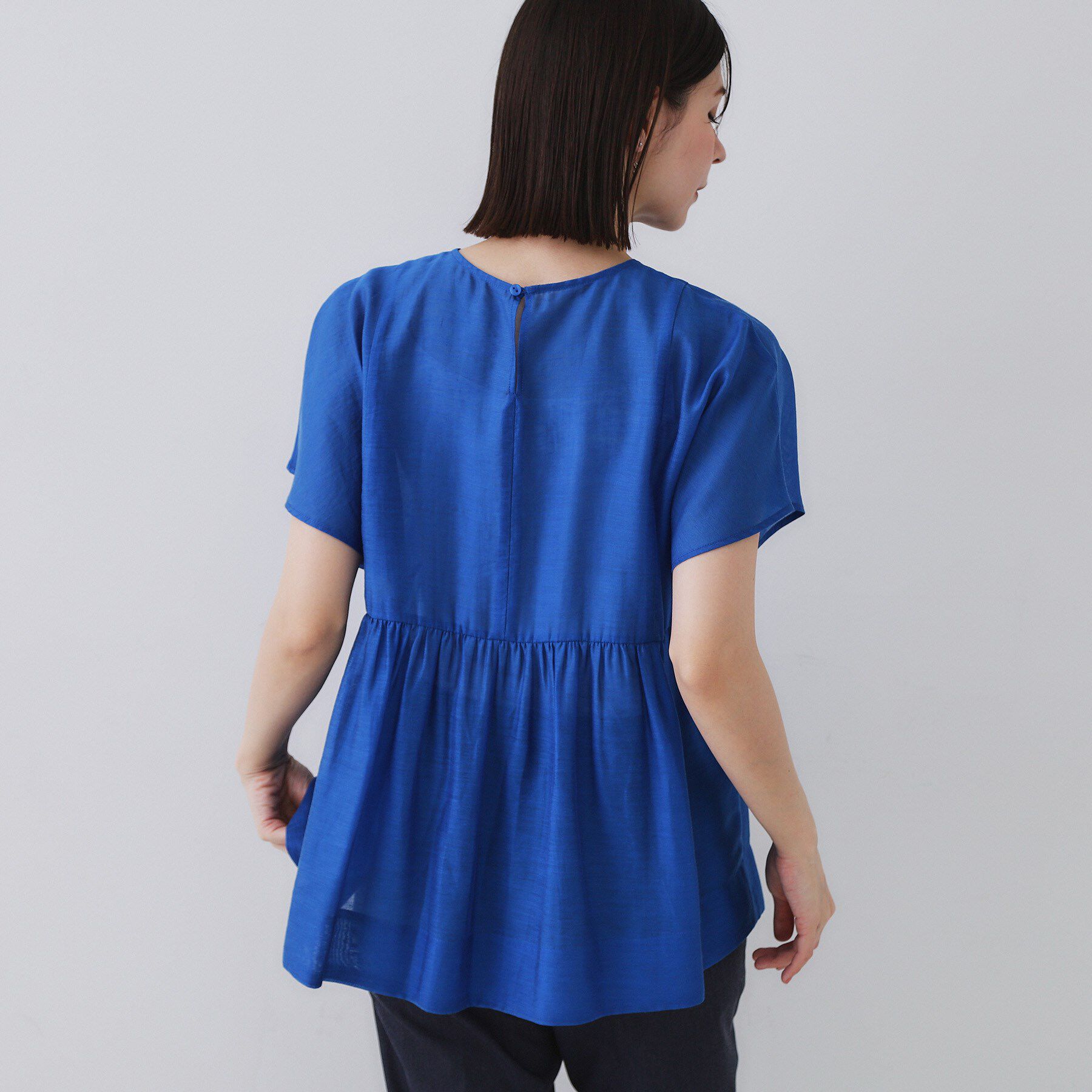 OPAQUE.CLIP「麻混シアーペプラムブラウス【洗濯機洗い可】」|シャツ・ブラウス|