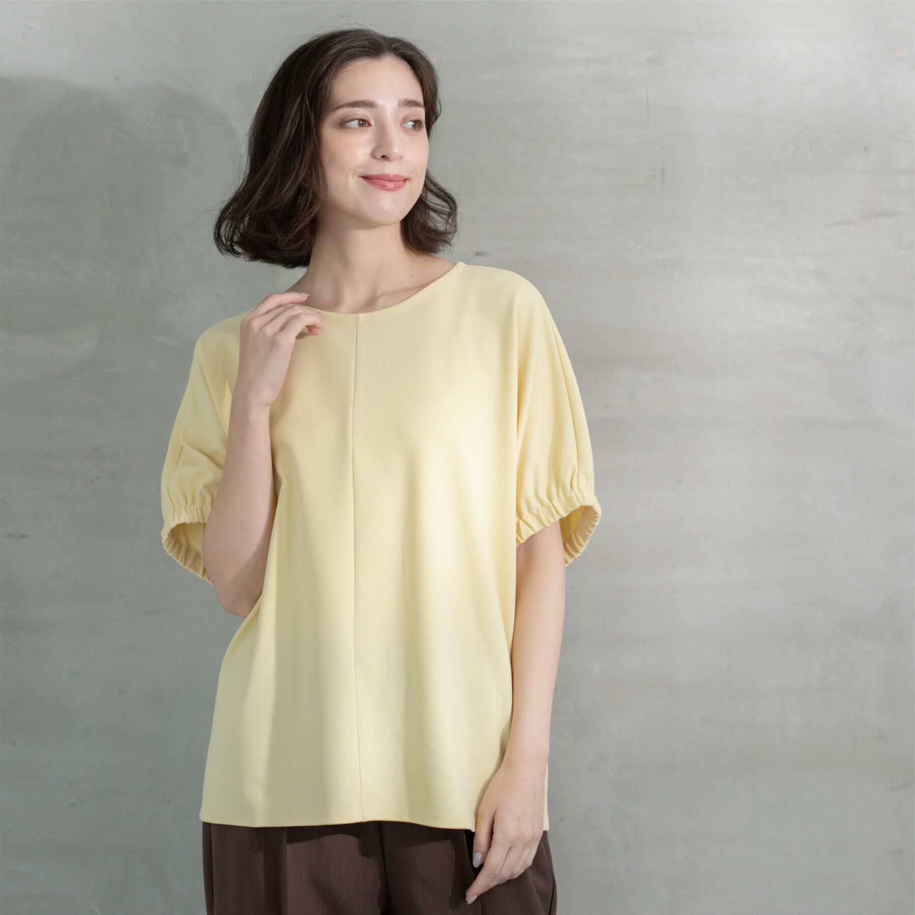 OPAQUE.CLIP「ギャザードルマンスリーブトップス【UV/吸水速乾/洗濯機洗い可】」|Tシャツ・カットソー|